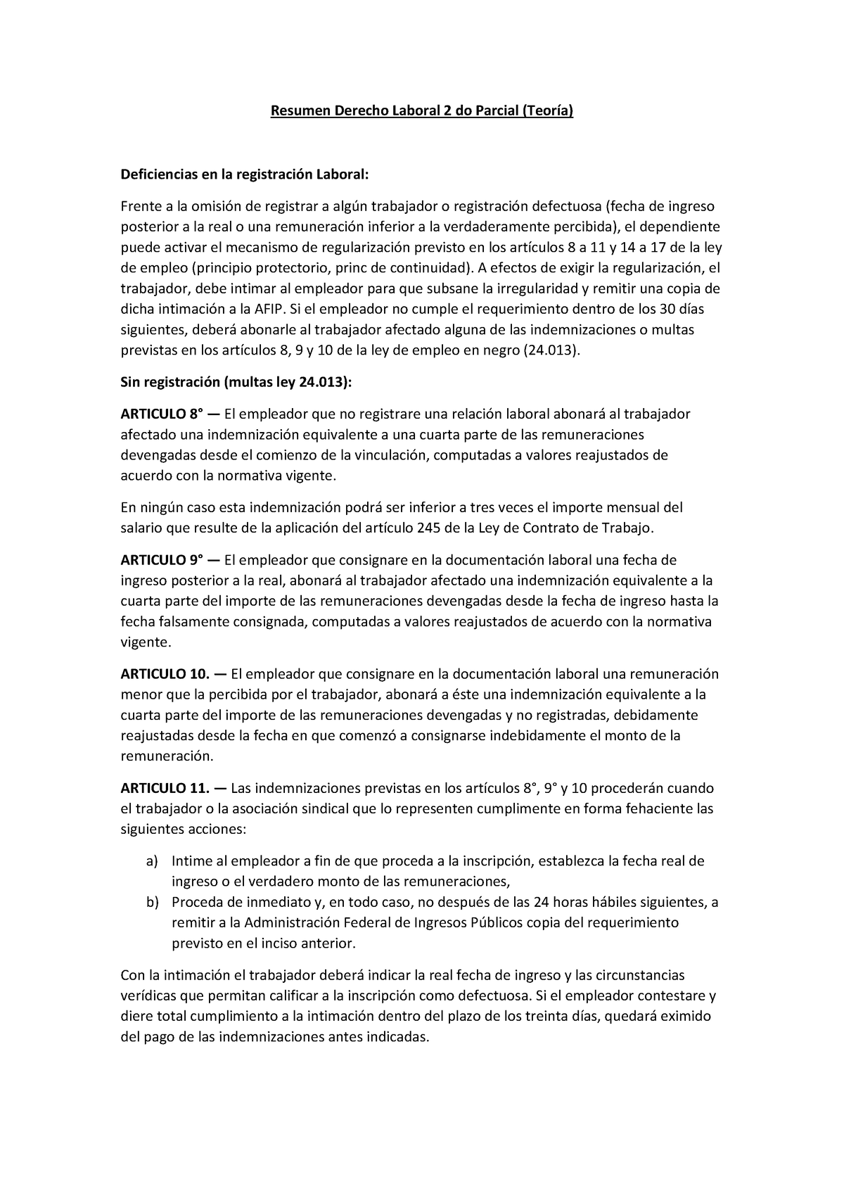 Resumen Derecho Laboral 2 Do Parcial Resumen Derecho Laboral 2 Do Parcial Teoría 