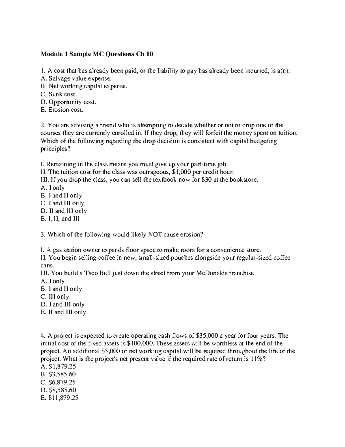 Chapter 10 Sample MC Questions - Module 1 Sample MC Questions Ch 10 A ...