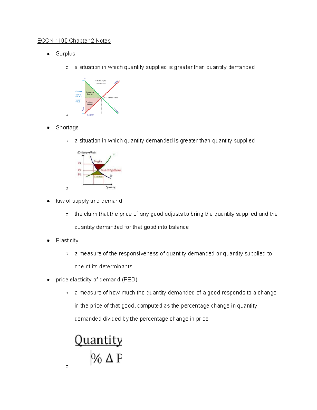 ECON 1100 Chapter 2 Notes - ECON 1100 Chapter 2 Notes Surplus a ...