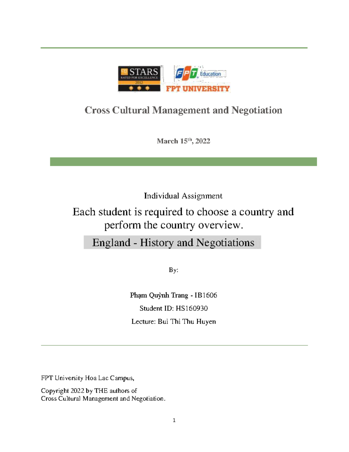 Cross Cultural Management And Negotiation - England - History And ...