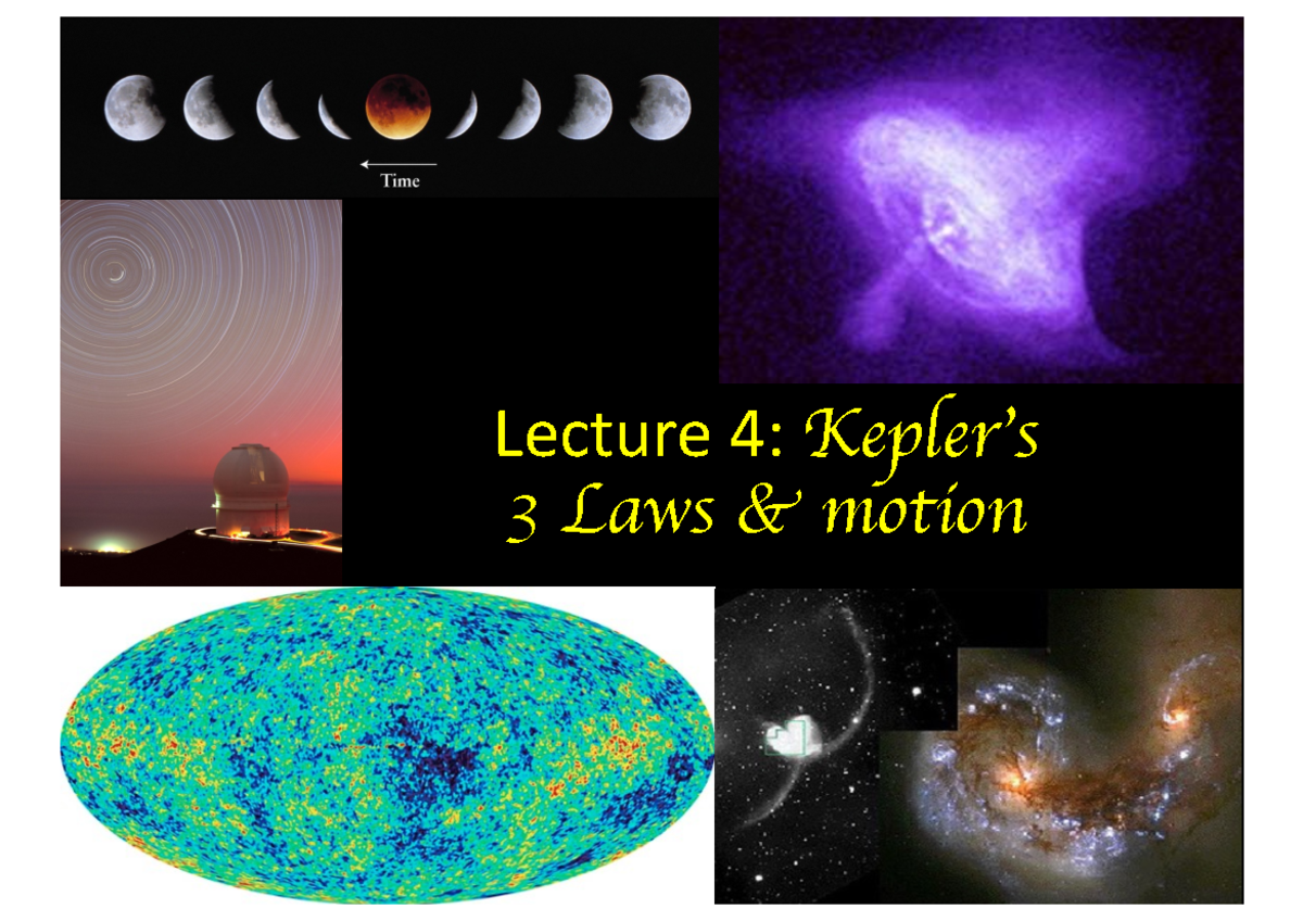 Lecture+4 - Lecture 4 2024 - Lecture 4: Kepler’s 3 Laws & motion Tycho ...