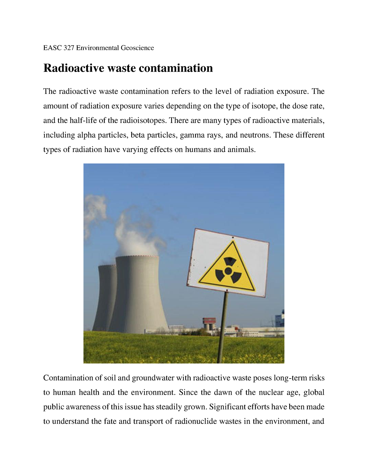 effects of radioactive pollution on animals
