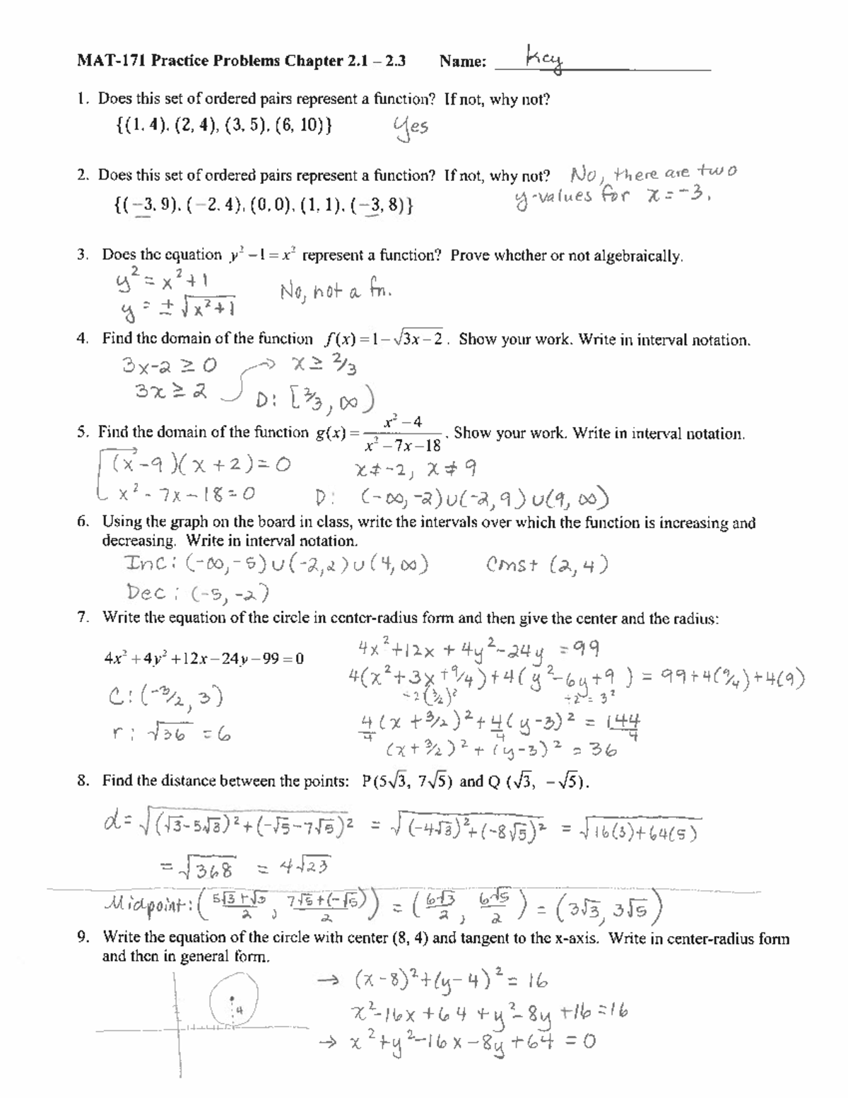 Practice Problems 2.1 - 2.3 Solutions - MAT 171 - Studocu