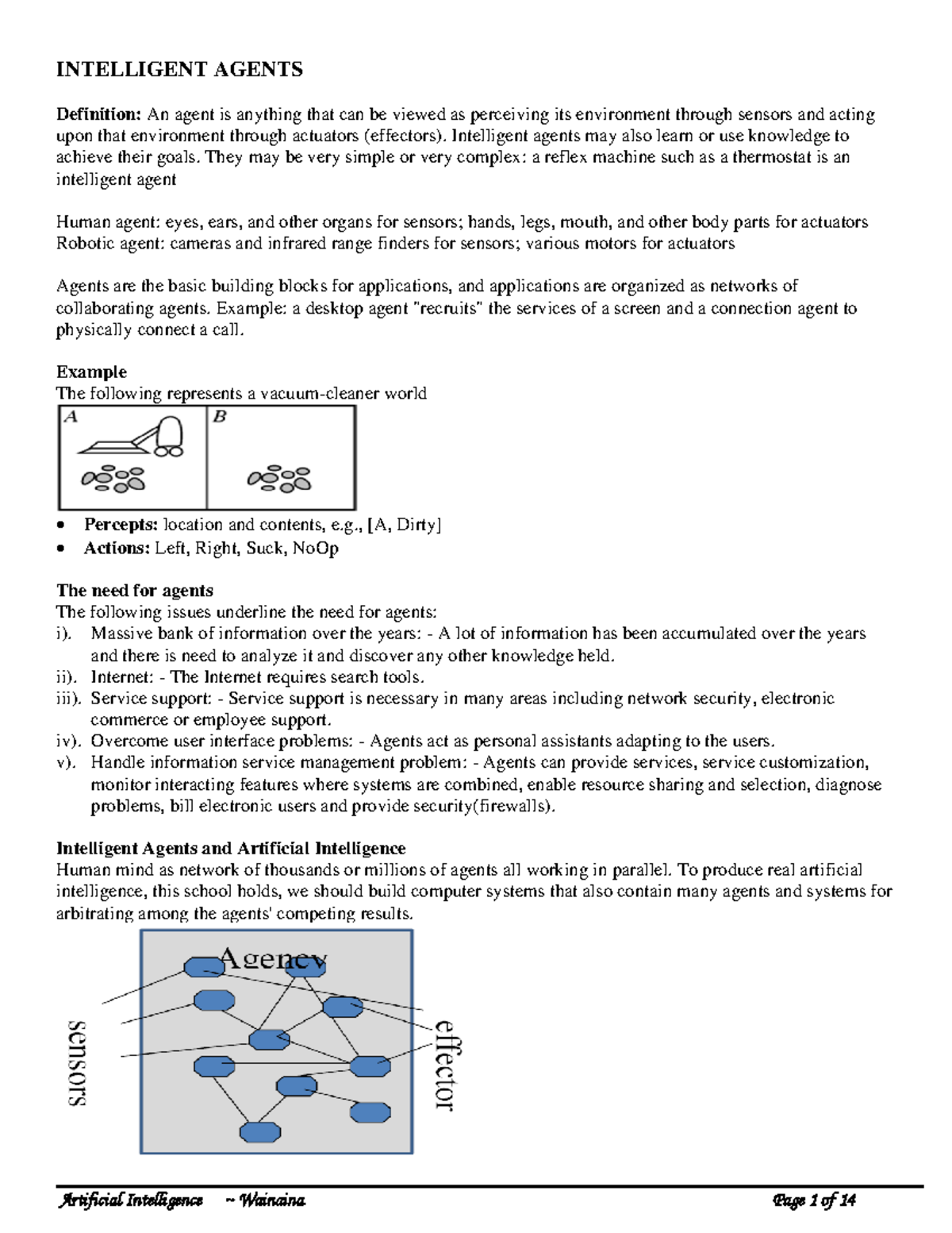 2 Intelligent Agents - Knowledge-Based Systems Notes - INTELLIGENT ...