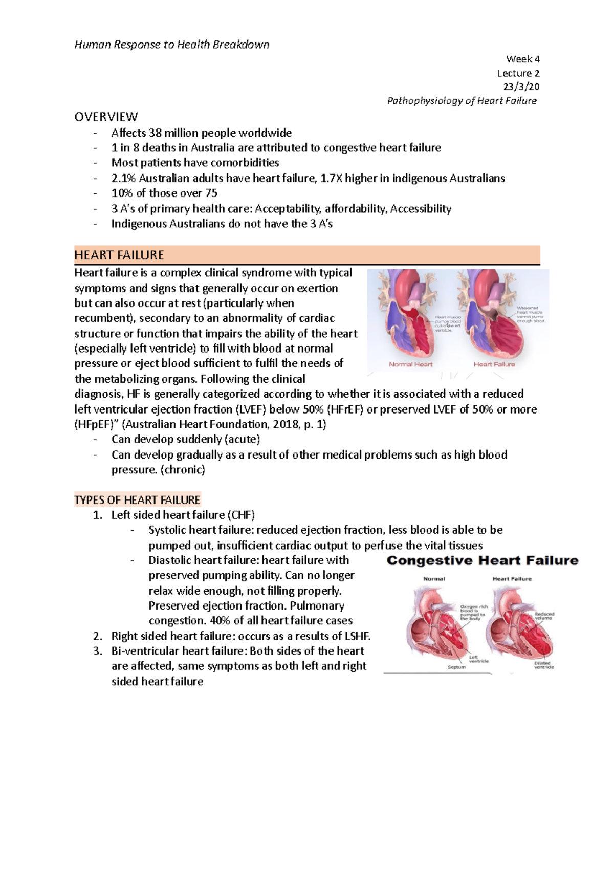 Week 4, Lecture 2 - Week 4 Lecture 2 23 3  Pathophysiology Of Heart 