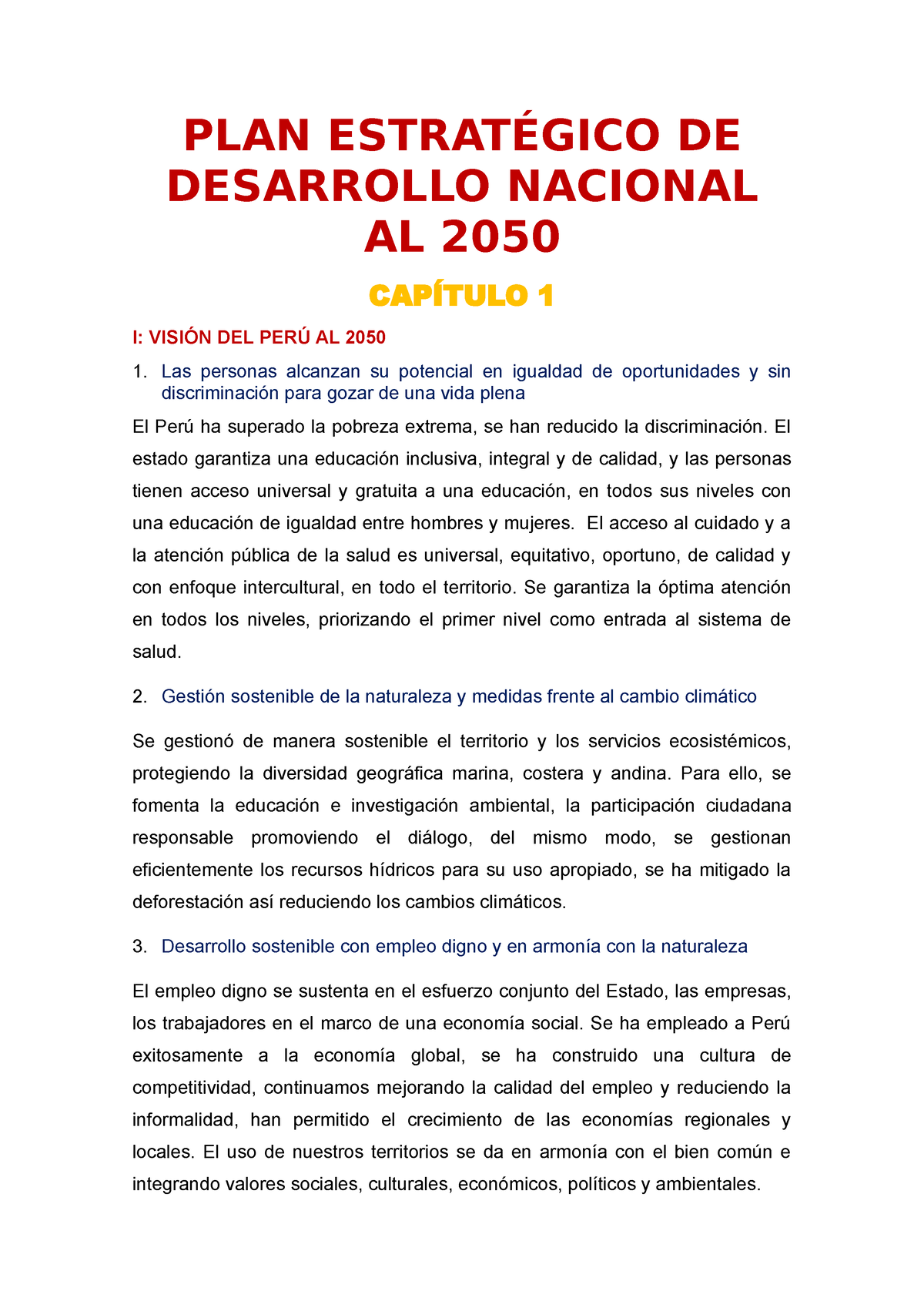 PLAN Estratégico DE Desarrollo Nacional AL 2050 - PLAN ESTRATÉGICO DE ...