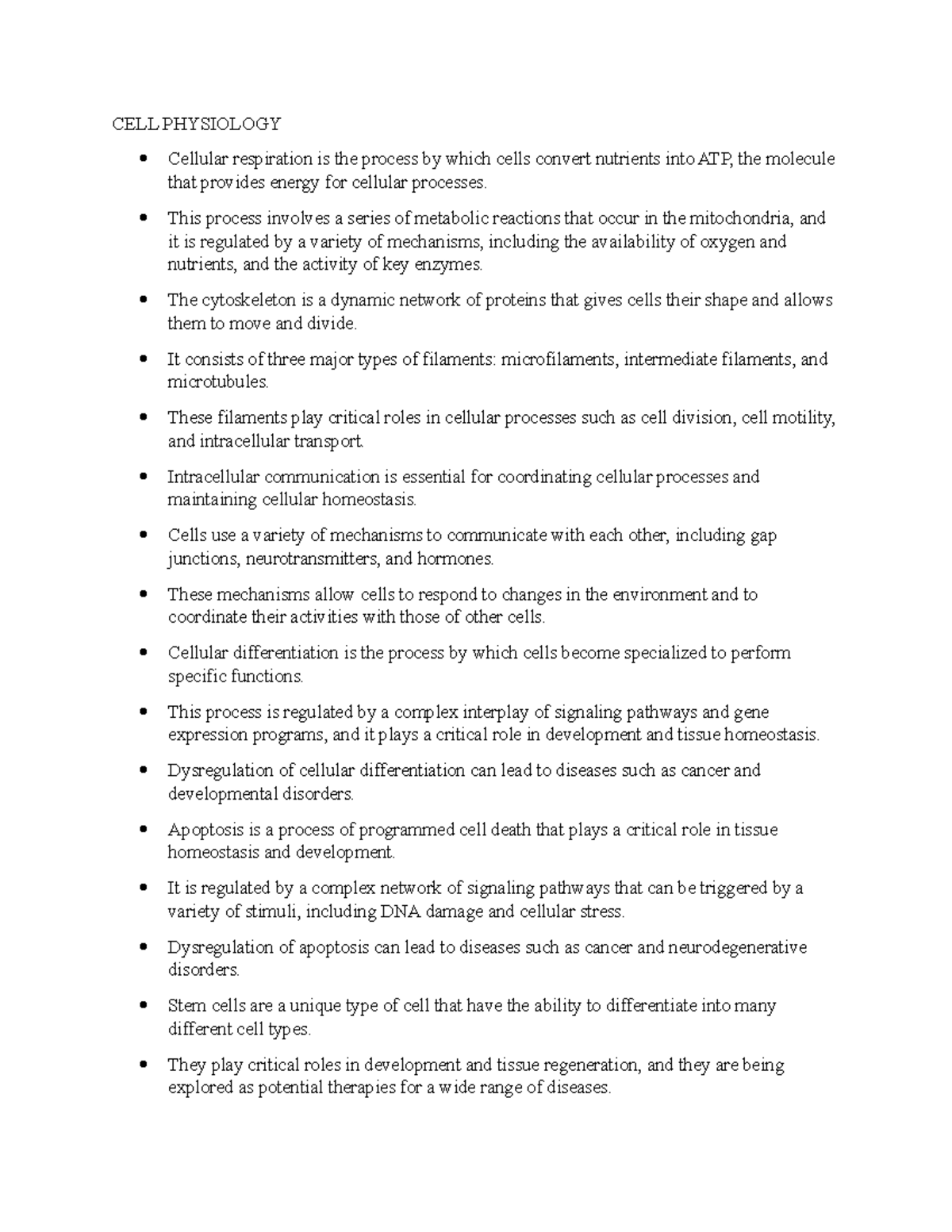 CELL Physiology Notes 3 - CELL PHYSIOLOGY Cellular respiration is the ...