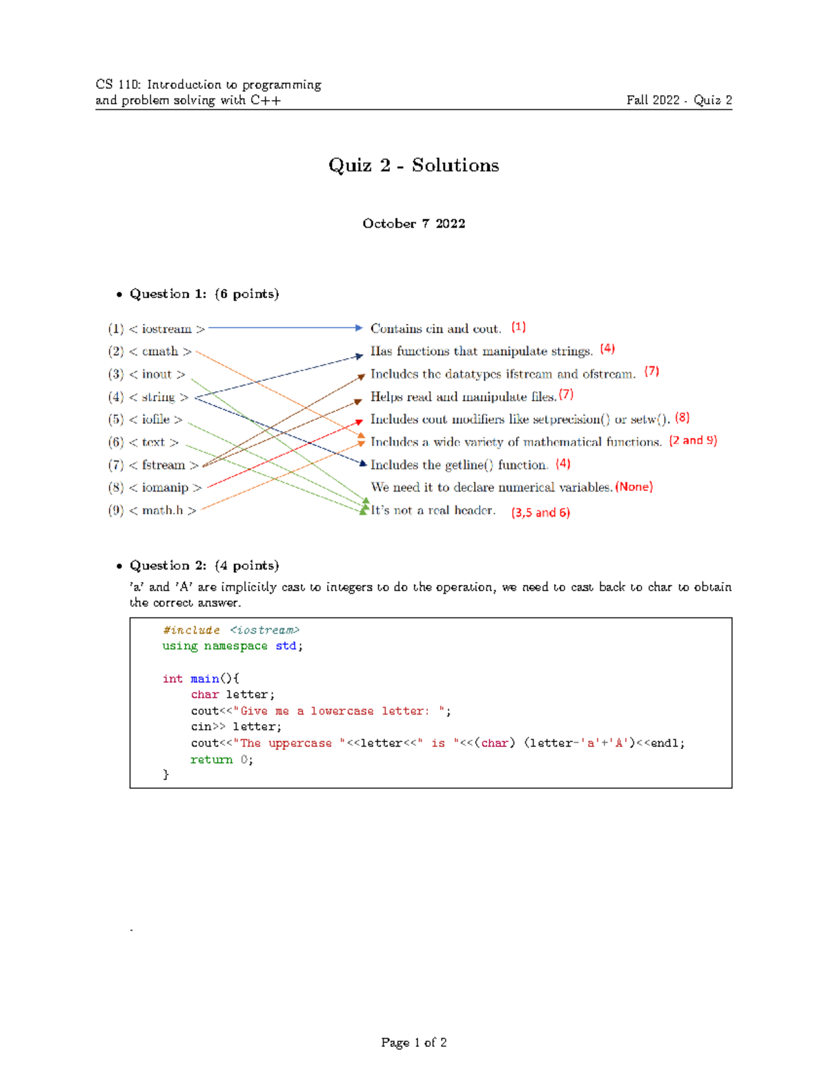 Solutions - CS 110: Introduction To Programming And Problem Solving ...