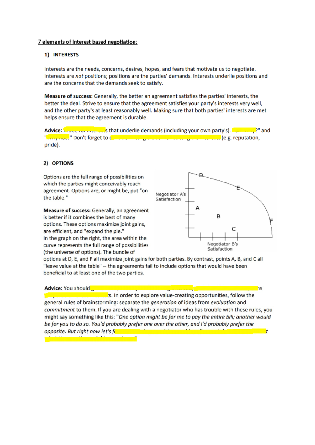 Consolidation Notes about Negotiation - 7 elements of interest based ...
