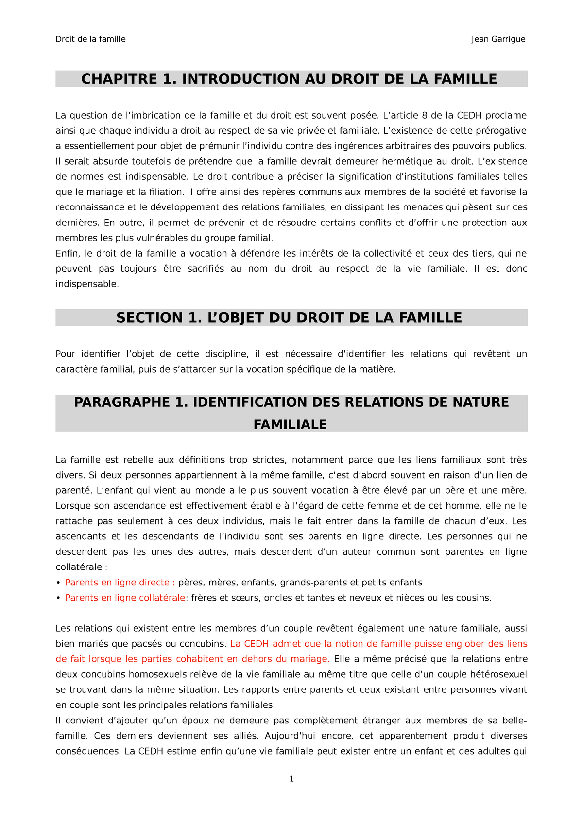 dissertation juridique sur la famille