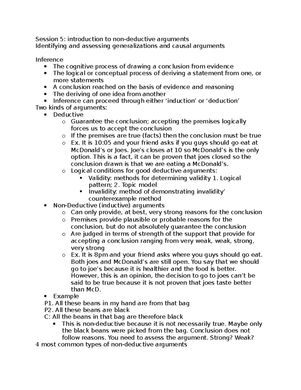 Session 5&6 - Non-deductive arguments Lecture - Session 5: introduction ...