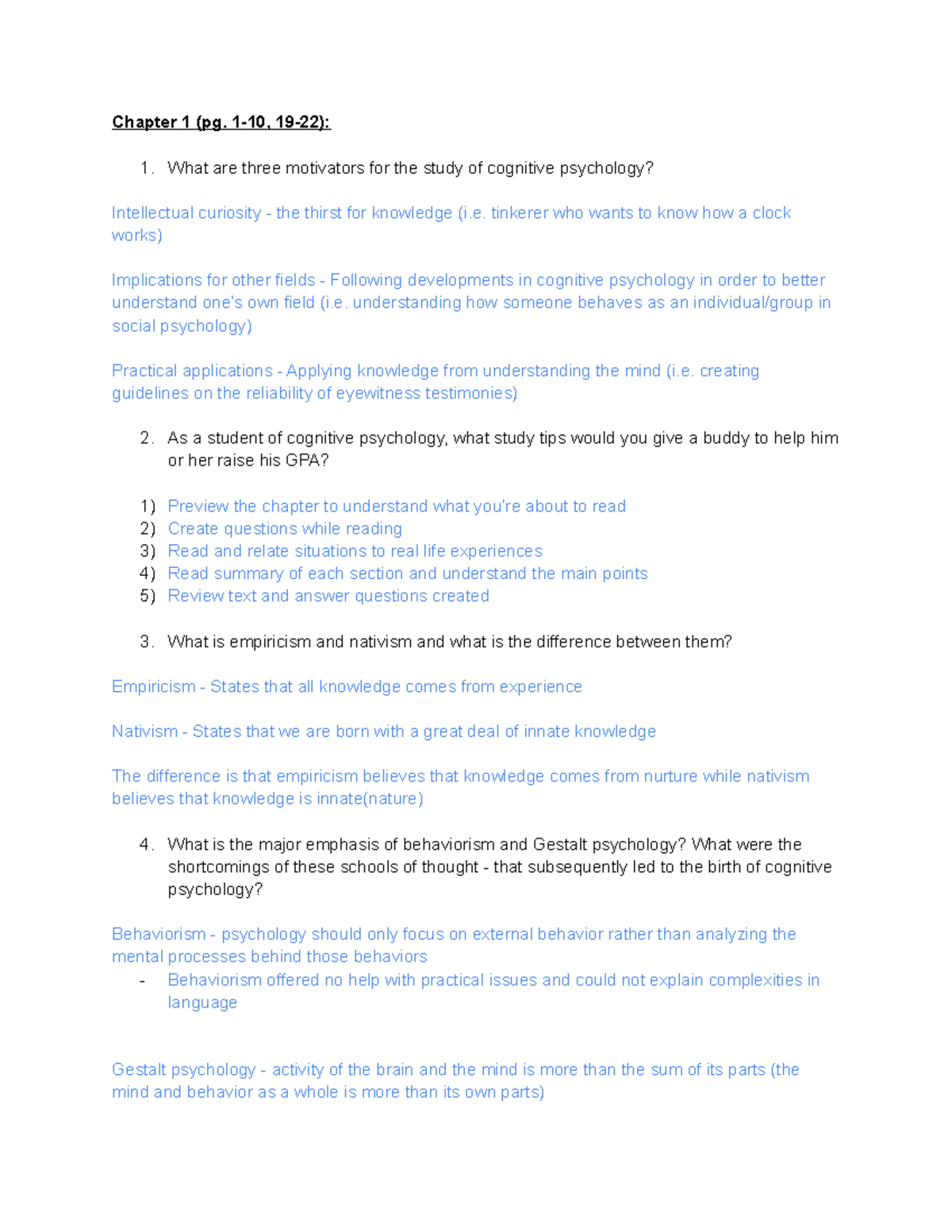 Psych 314 Midterm 1 Study Guide - Chapter 1 (pg. 1-10, 19-22): 1. What ...