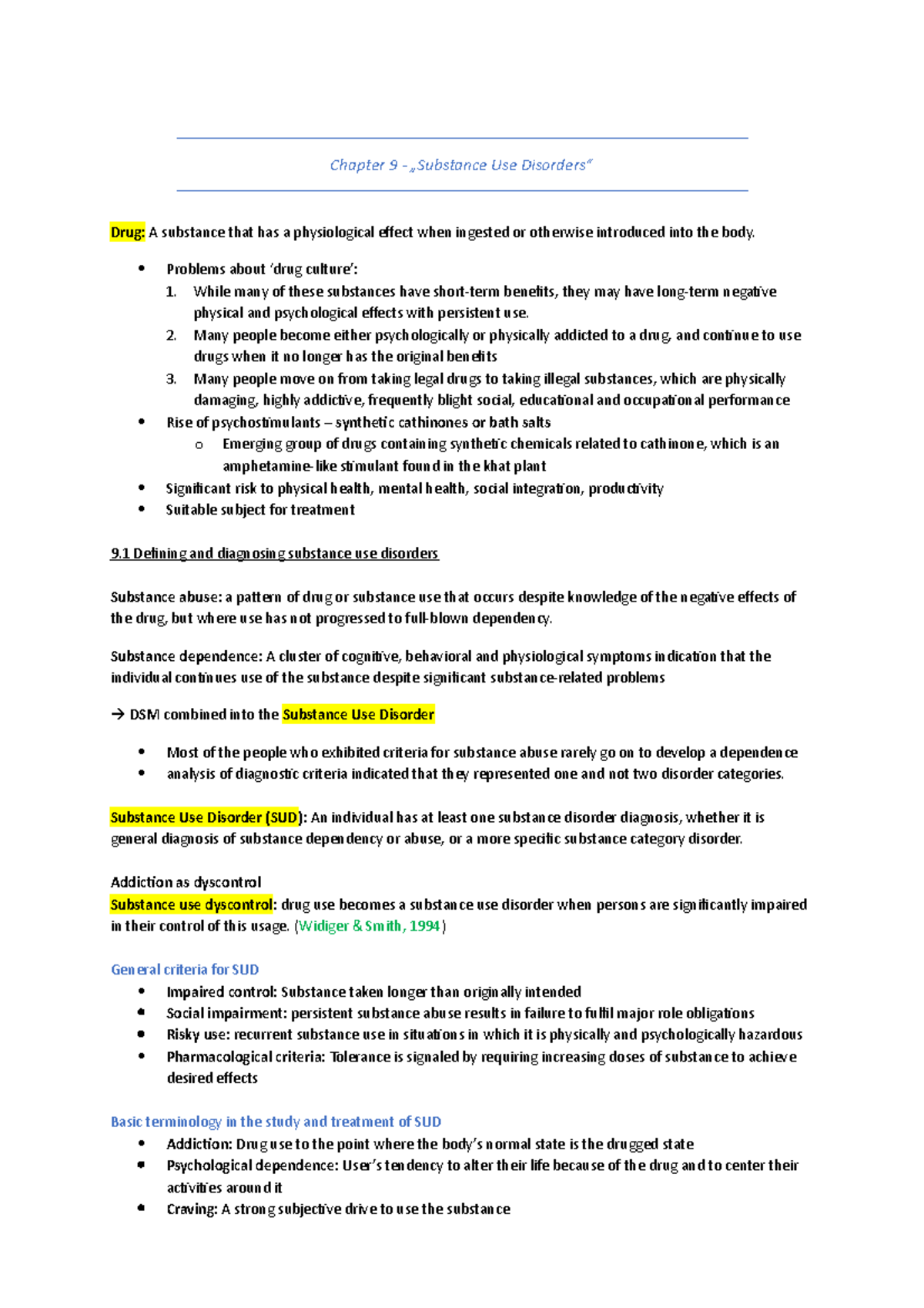 Chapter 9- Substance Use Disorders - Chapter 9 - „Substance Use ...