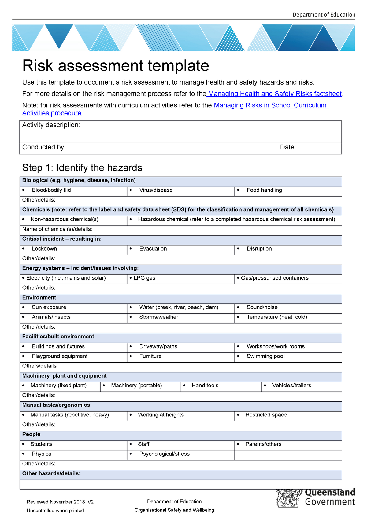 Health Safety Risk Assessment Template Risk Assessment Template Use