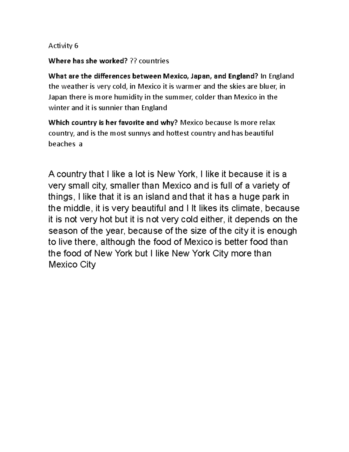 Activity 6 Ingles 2 tecmilenio - Activity 6 Where has she worked ...