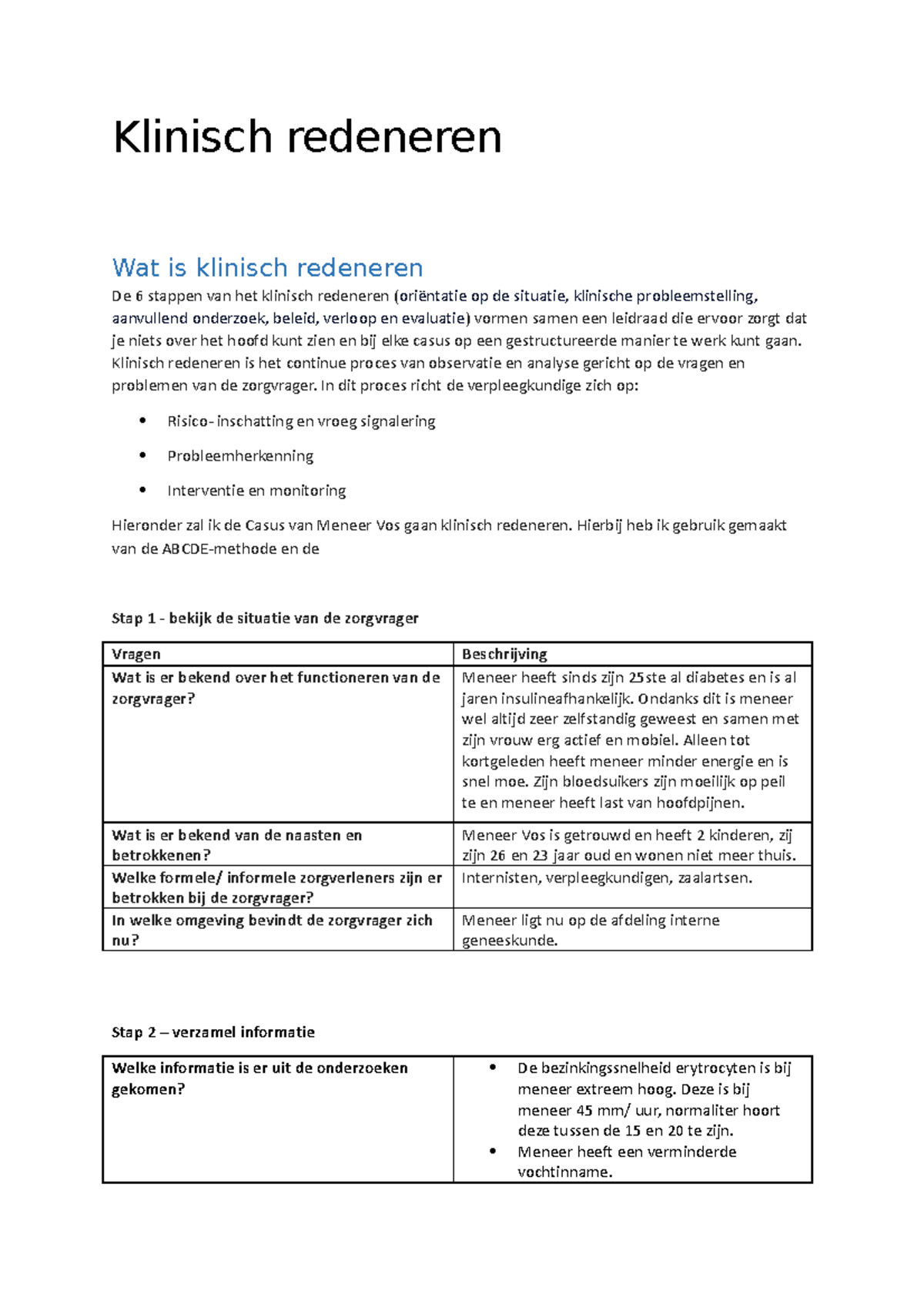 Klinisch Redeneren - Klinisch Redeneren Is Het Continue Proces Van ...