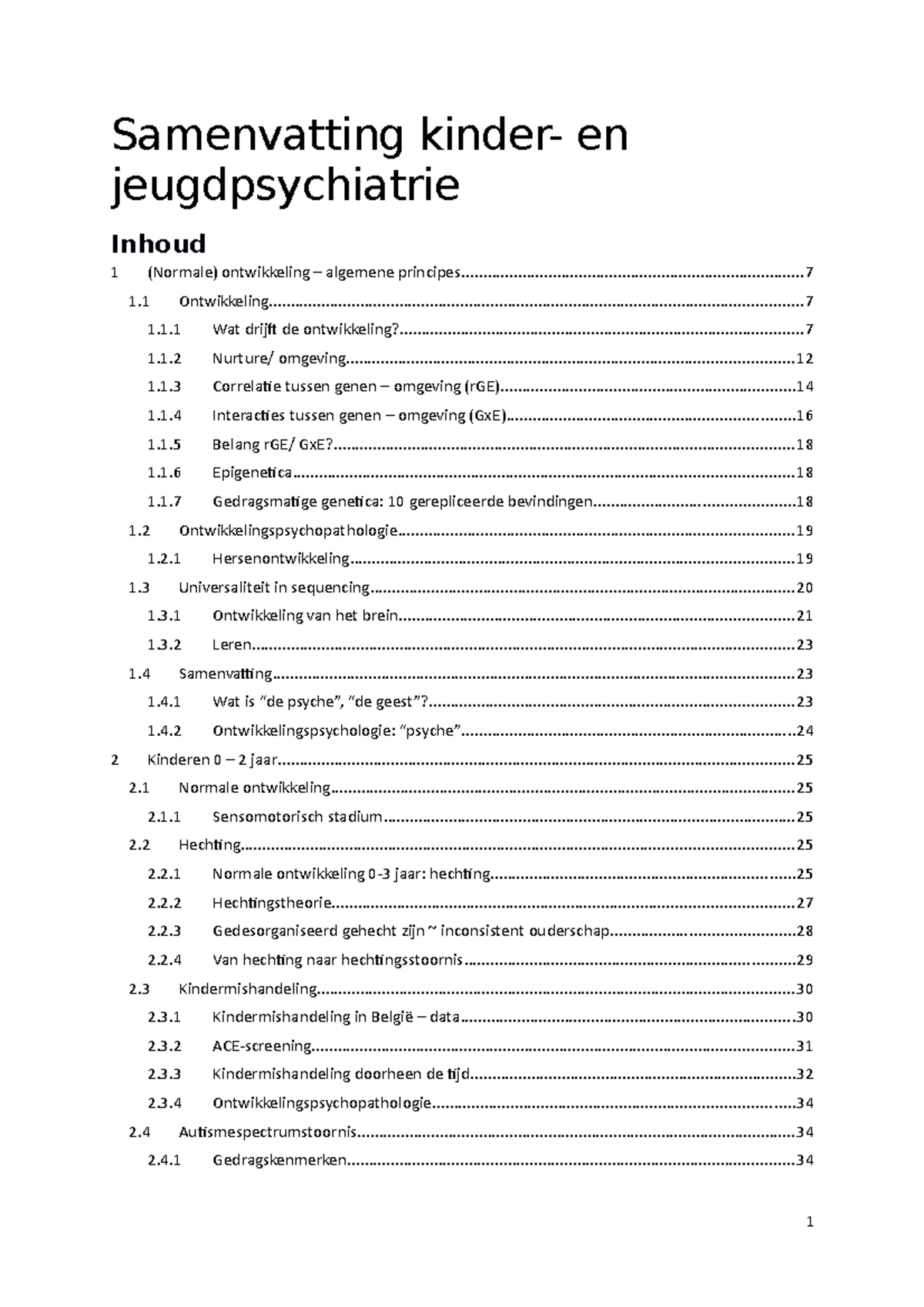 Samenvatting Kinder- En Jeugdpsychiatrie (M. Danckaerts) - Samenvatting ...