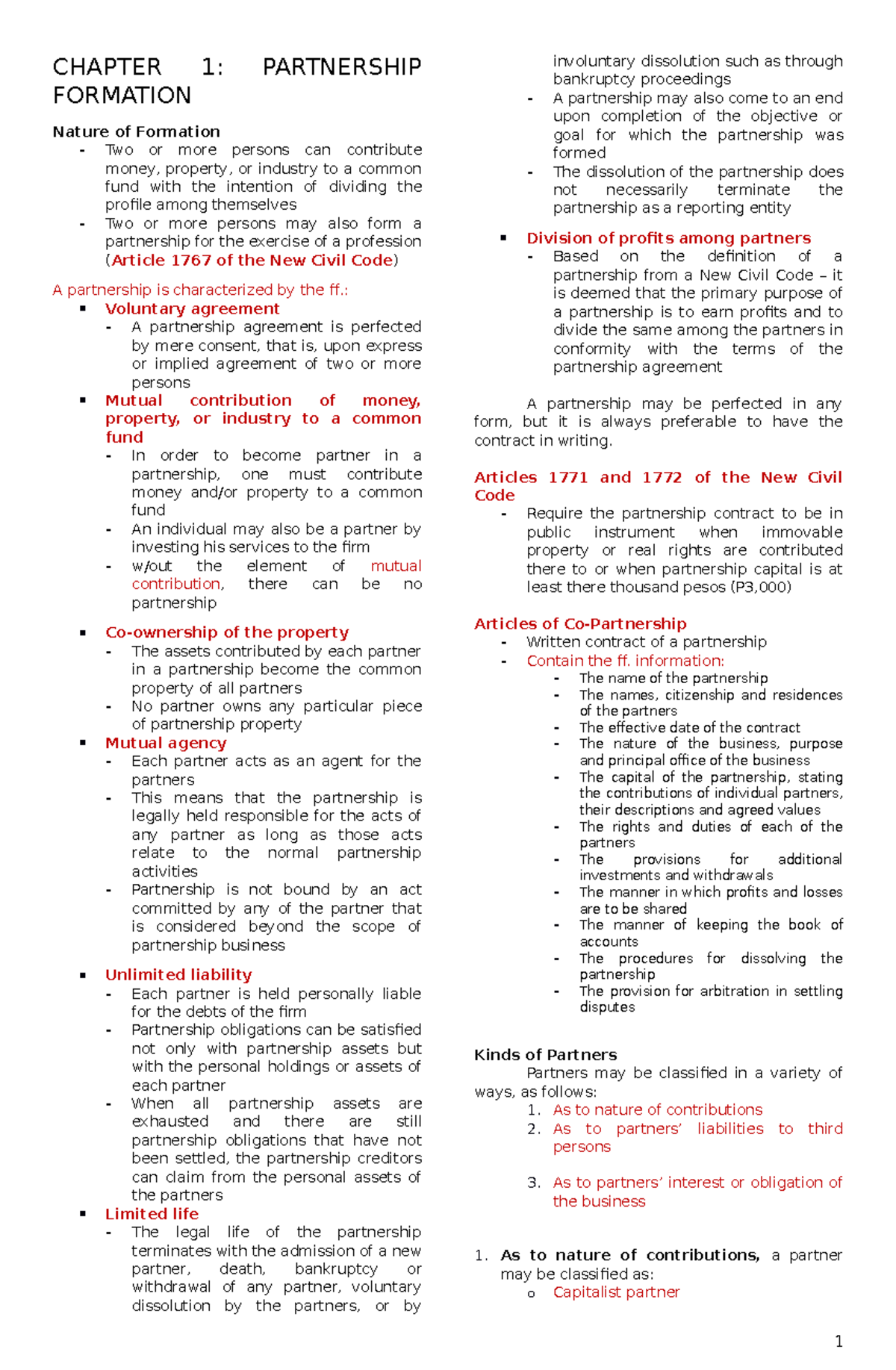 Chapter 1 Partnership Formation - CHAPTER 1: PARTNERSHIP FORMATION ...