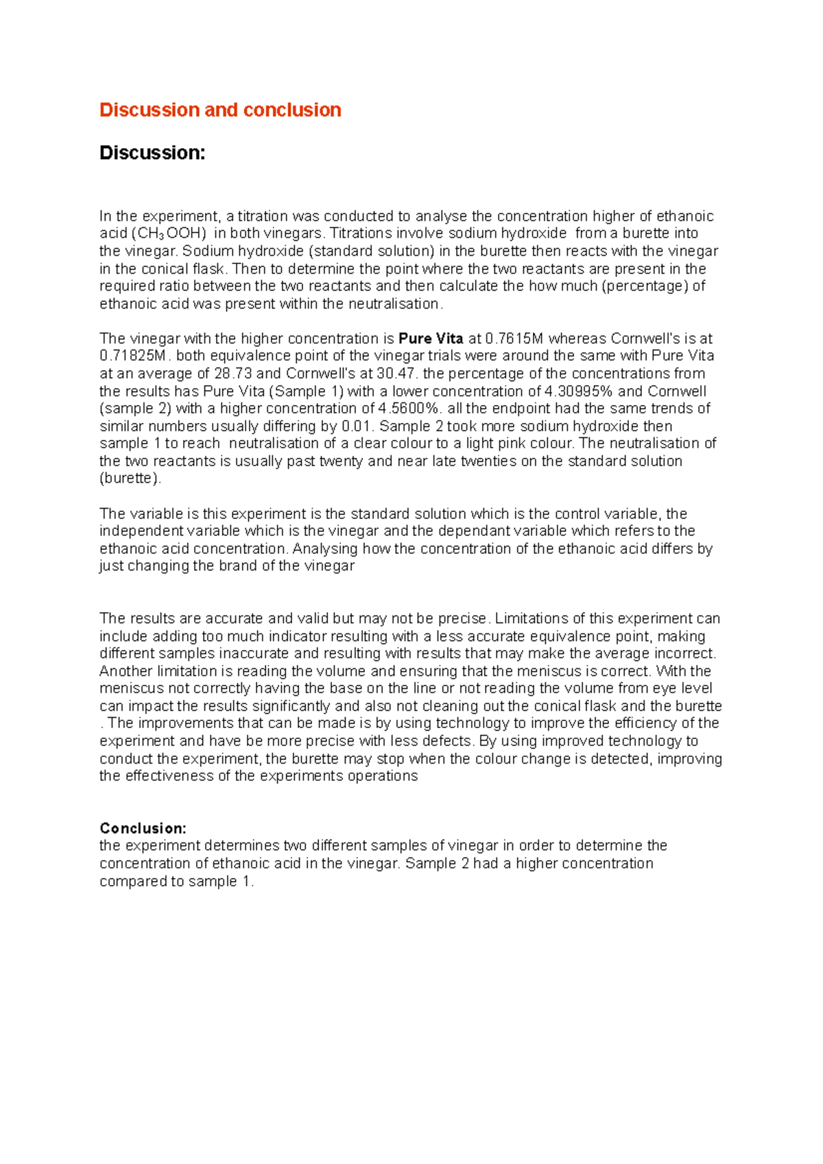 Discussion and conclusion Discussion and conclusion Discussion In