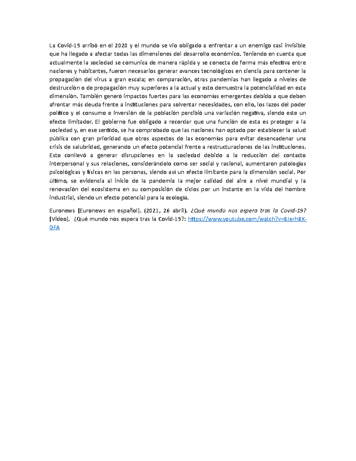 La Covid. Influencia del covid en el desarrollo económico - La Covid-19 ...