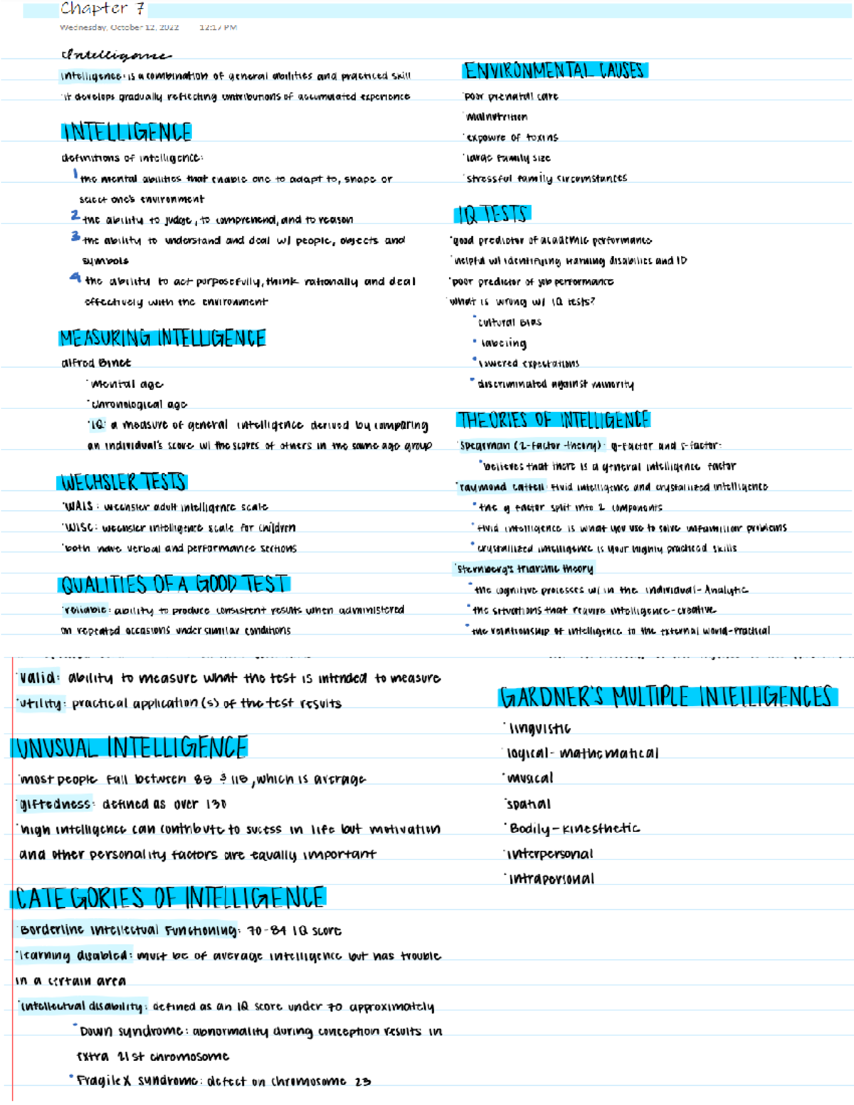 Chapter 7 Notes - PSY101 - Studocu