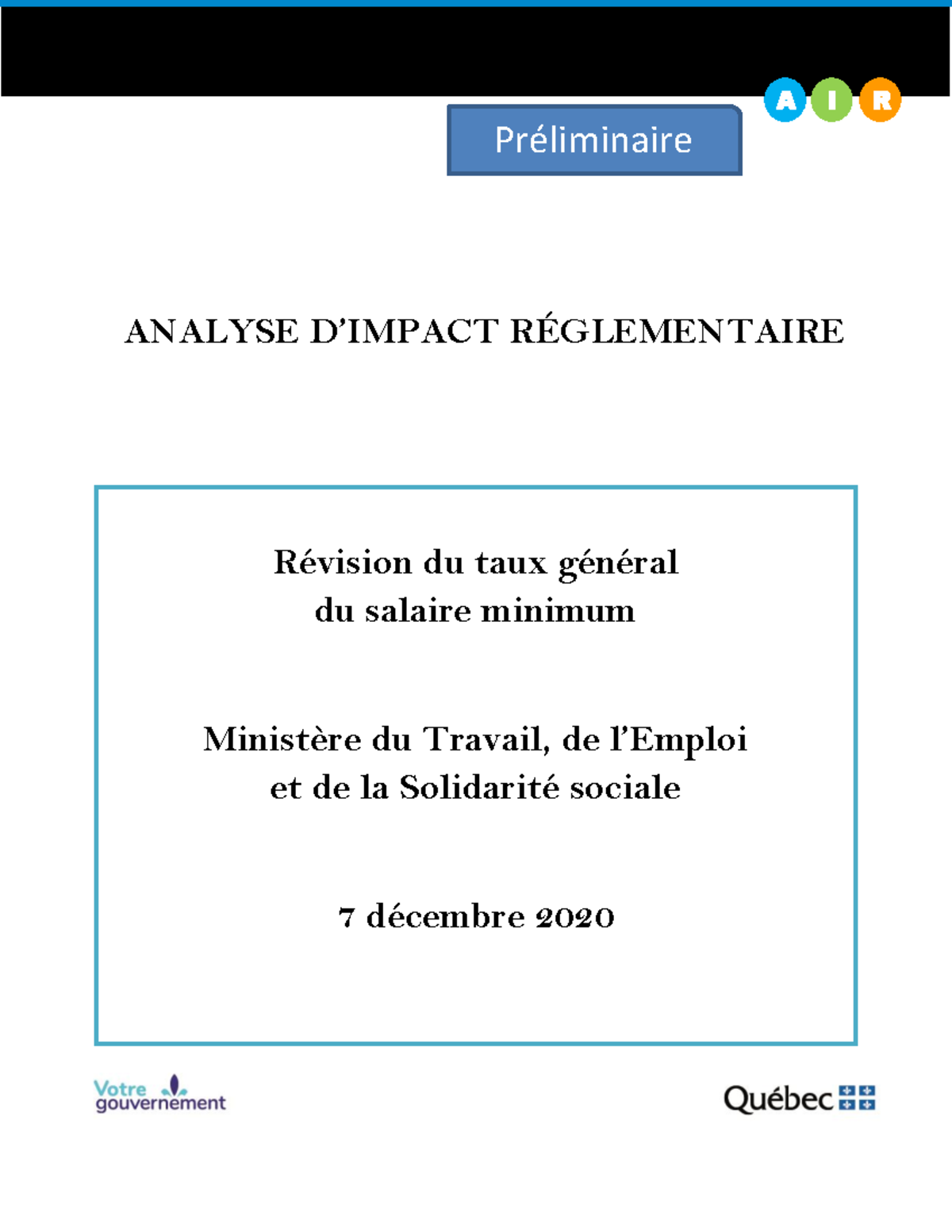 Analyse D’Impact Réglementaire – XORQ