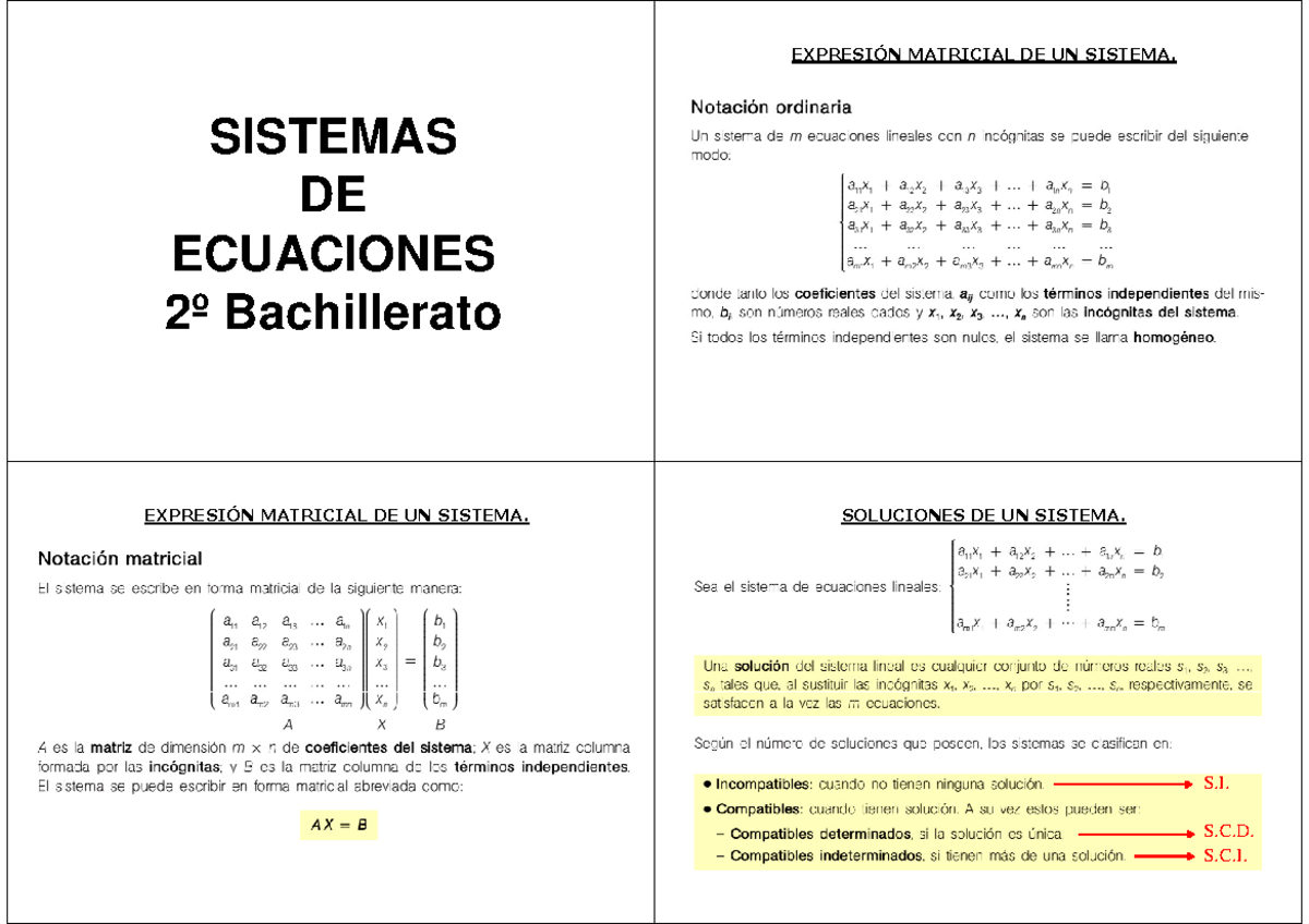 Apuntes De Sistemas De Ecuaciones Lineales - SISTEMAS DE ...