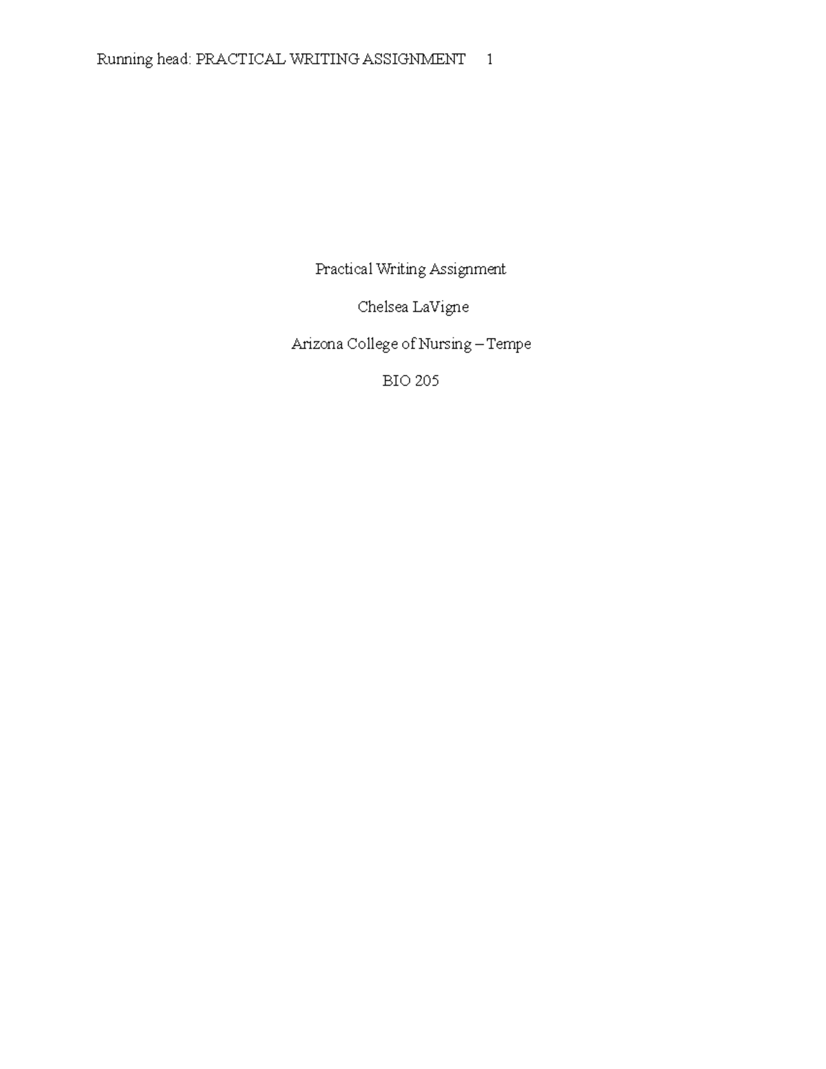 ABS - lecture - Running head: PRACTICAL WRITING ASSIGNMENT 1 Practical ...