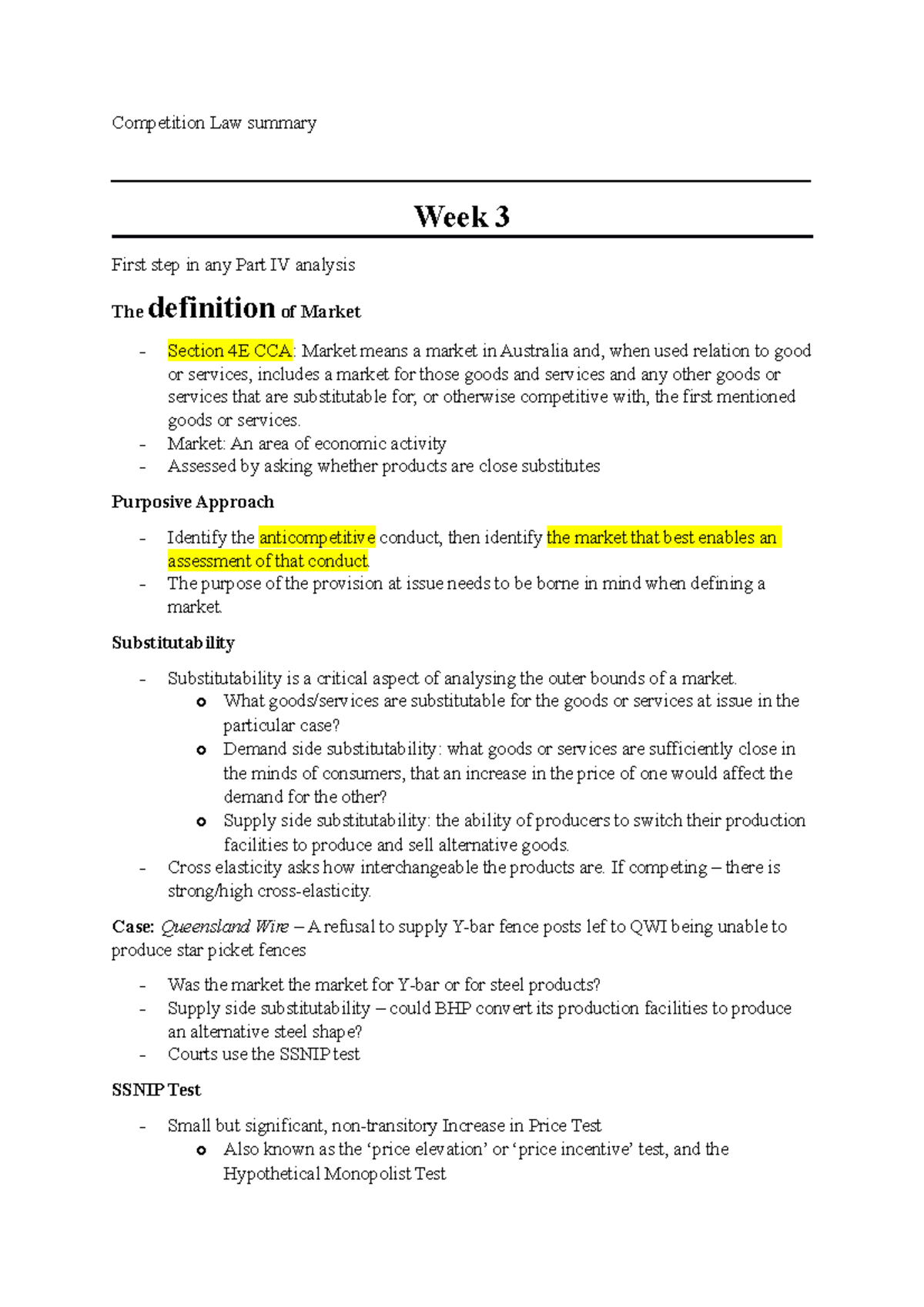 Competition Law summary - Competition Law summary