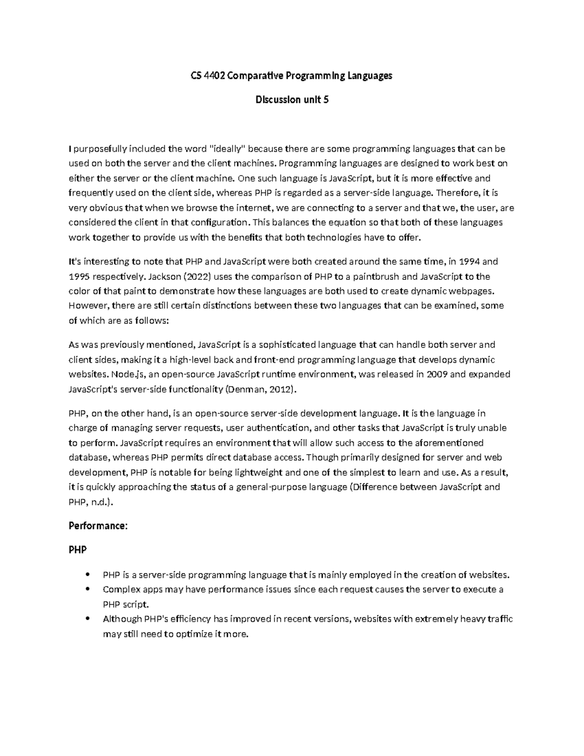 Cs 4402 Comparative Programming Languages Discussion Unit 5 ...