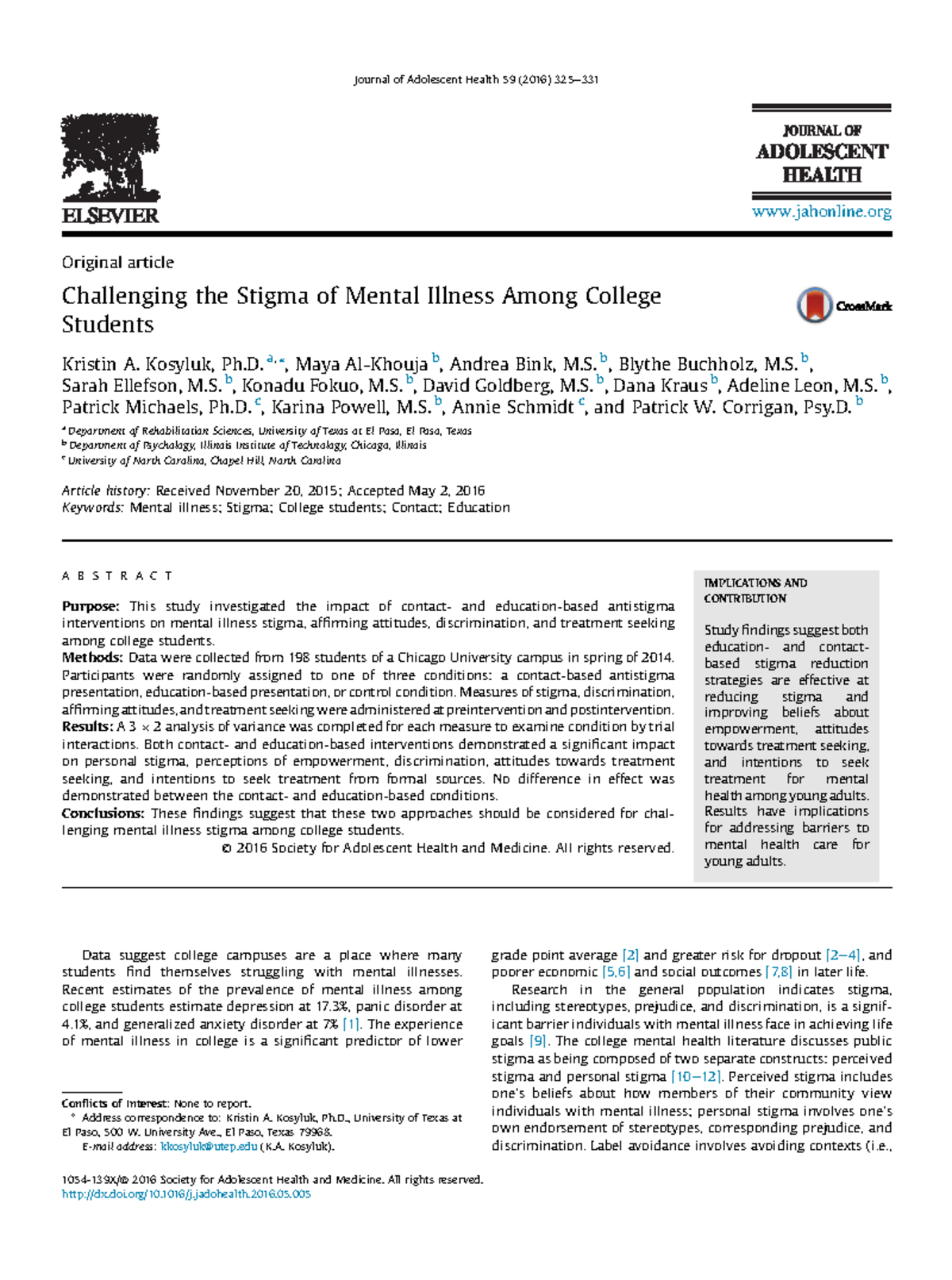 2015-kosyluk-stigma-mental-health-report-original-article-challenging