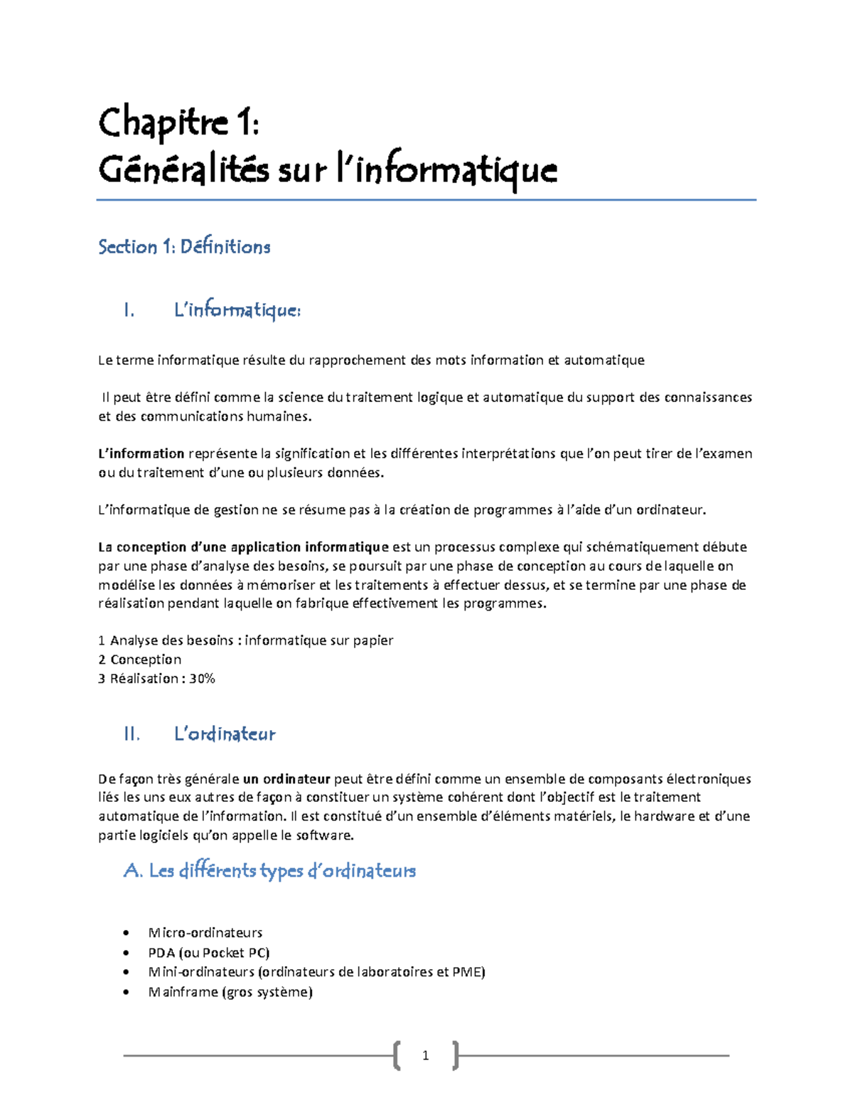 Informatique - Cours Complet De Bureautique - Chapitre 1: Généralités ...