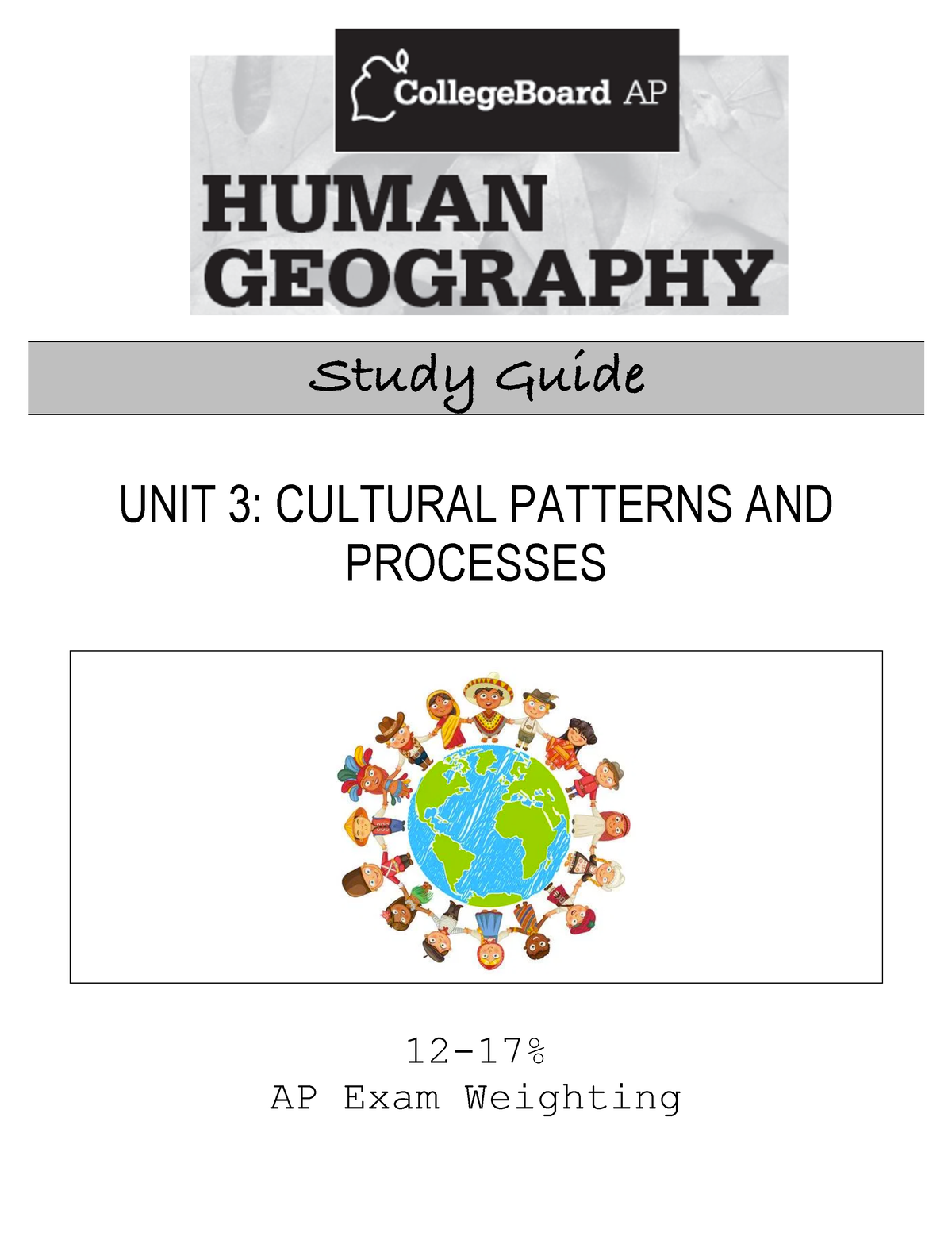 Human Geography ( CULTURAL PATTERNS AND PROCESSES) Study Guide UNIT 3