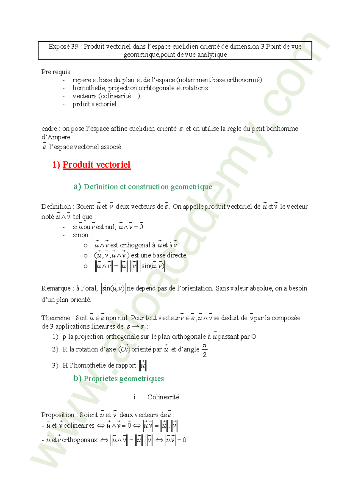 10Produit vectoriel cours 10(www - ####### - Studocu