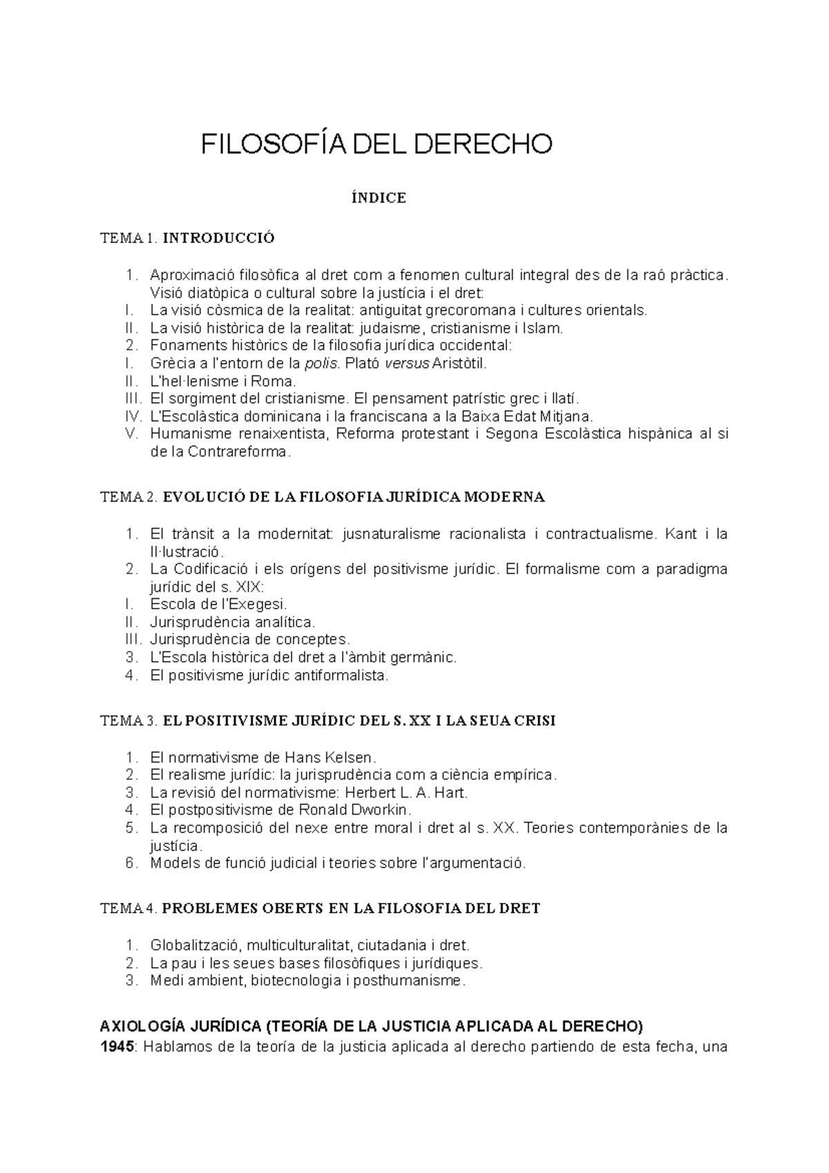 Filosofia Del Derecho FilosofÍa Del Derecho Índice Tema 1