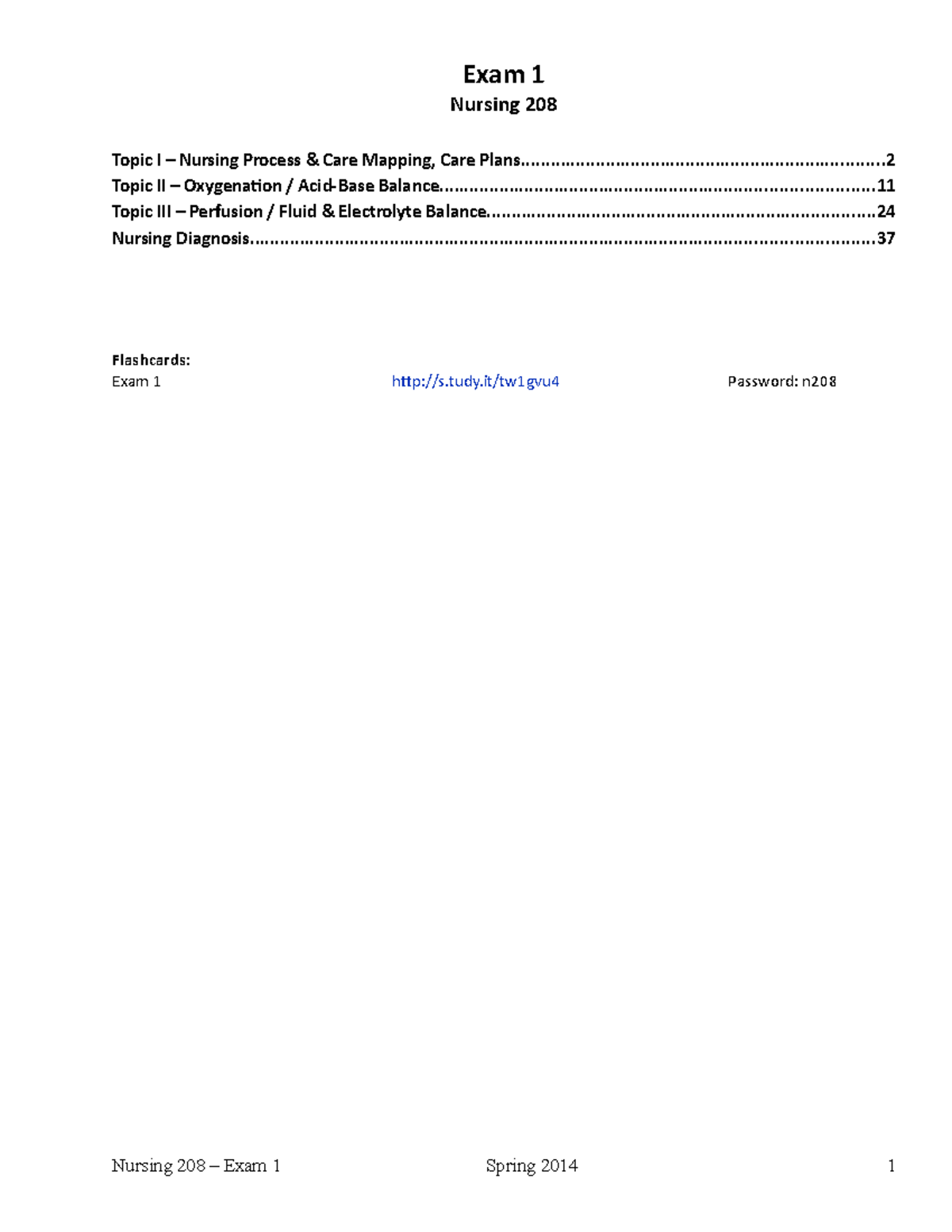 NURS 208 - Exam 1 - susan randal as professor, updated in 2022 ...