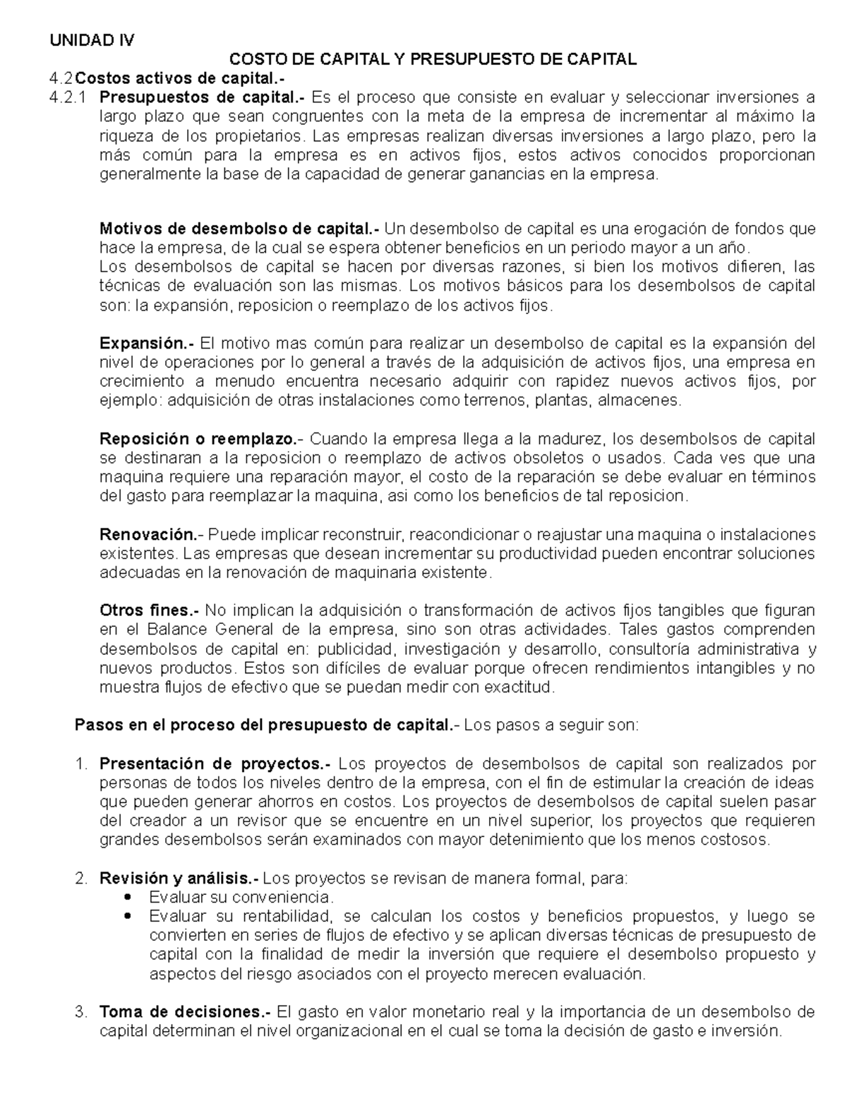 Unidad IV - 2da. parte - Apuntes 2 - UNIDAD IV COSTO DE CAPITAL Y ...