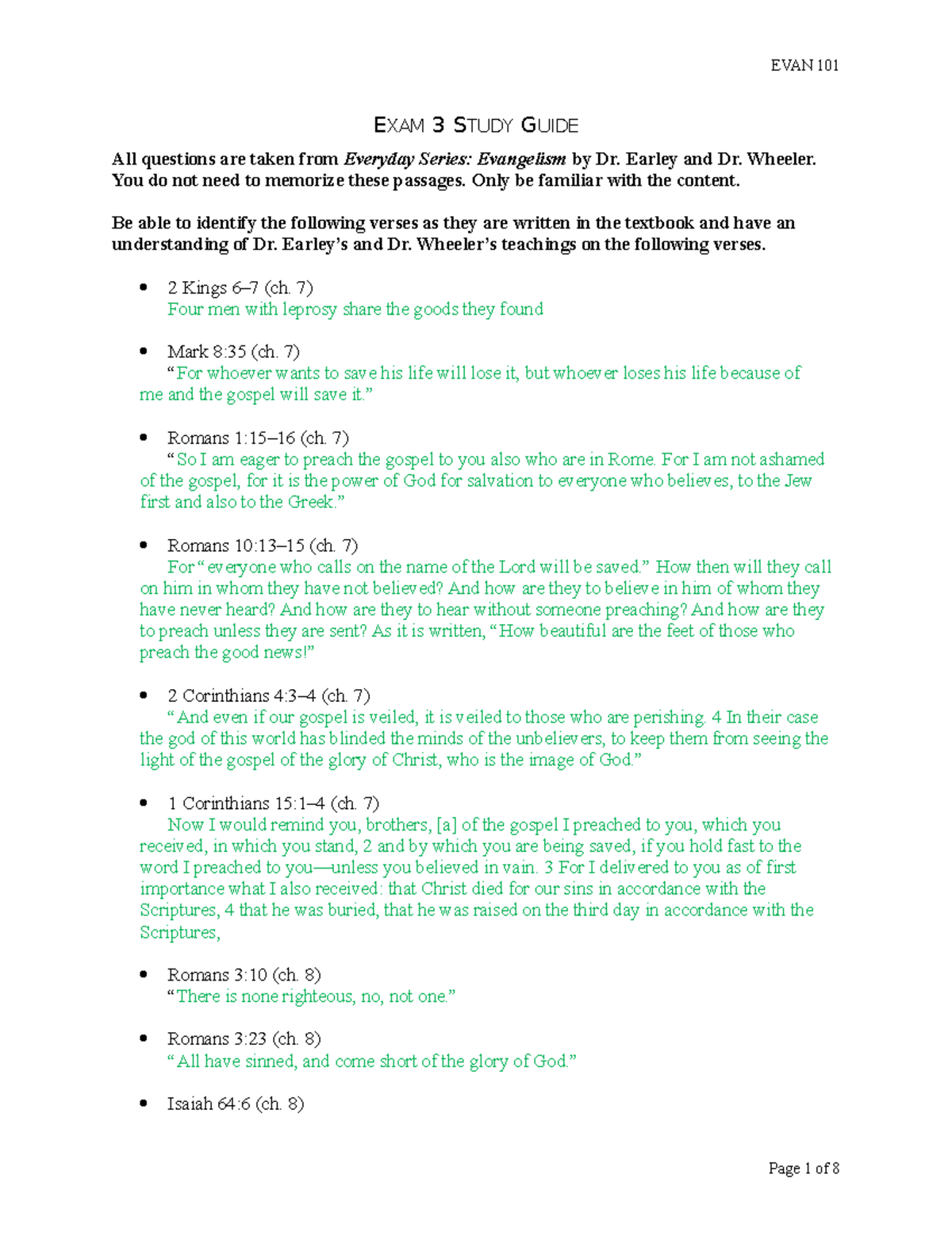 Exam 3 Study Guide Exam 3 Study Guide All Questions Are Taken From