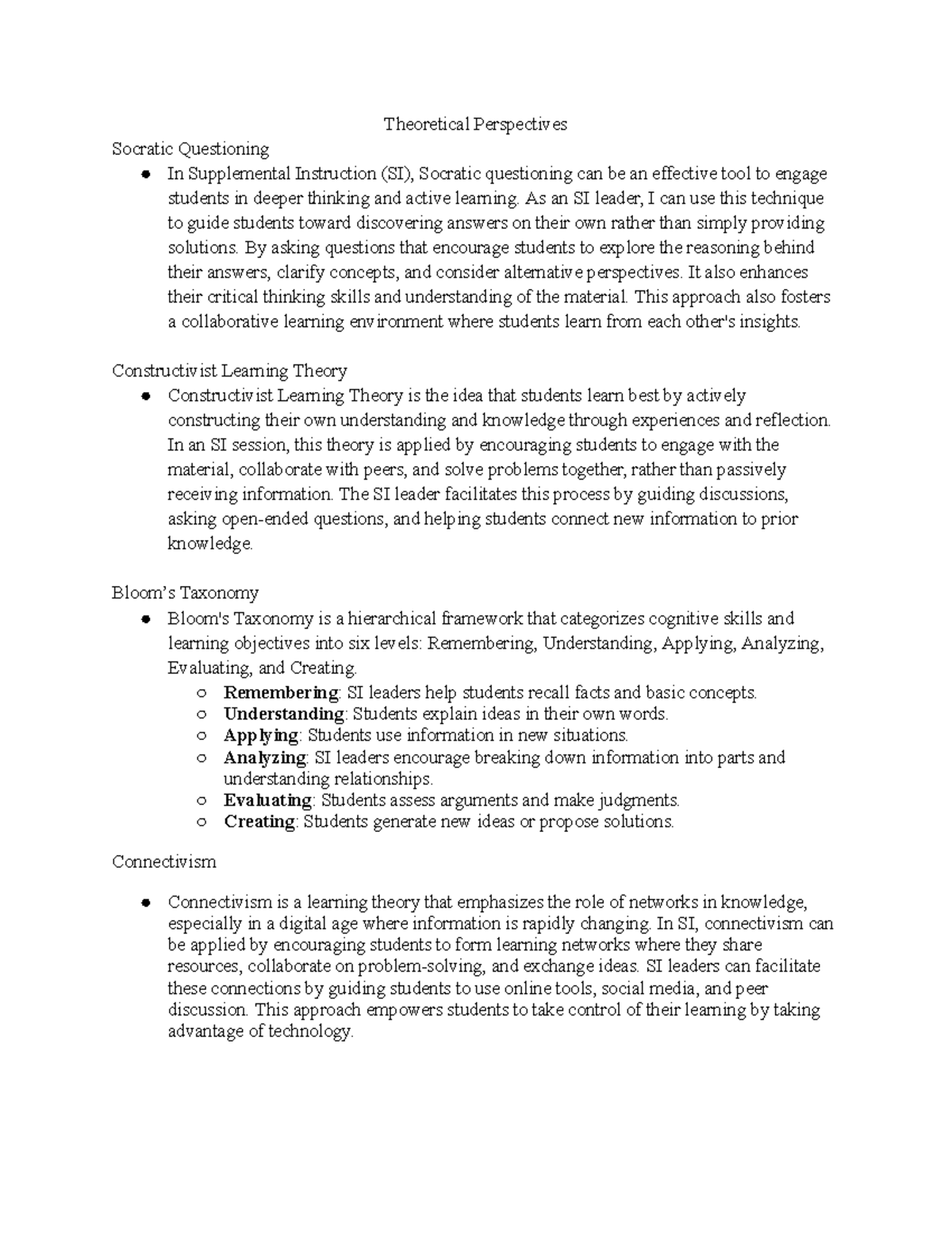 4 Theoretical Perspectives - Theoretical Perspectives Socratic ...