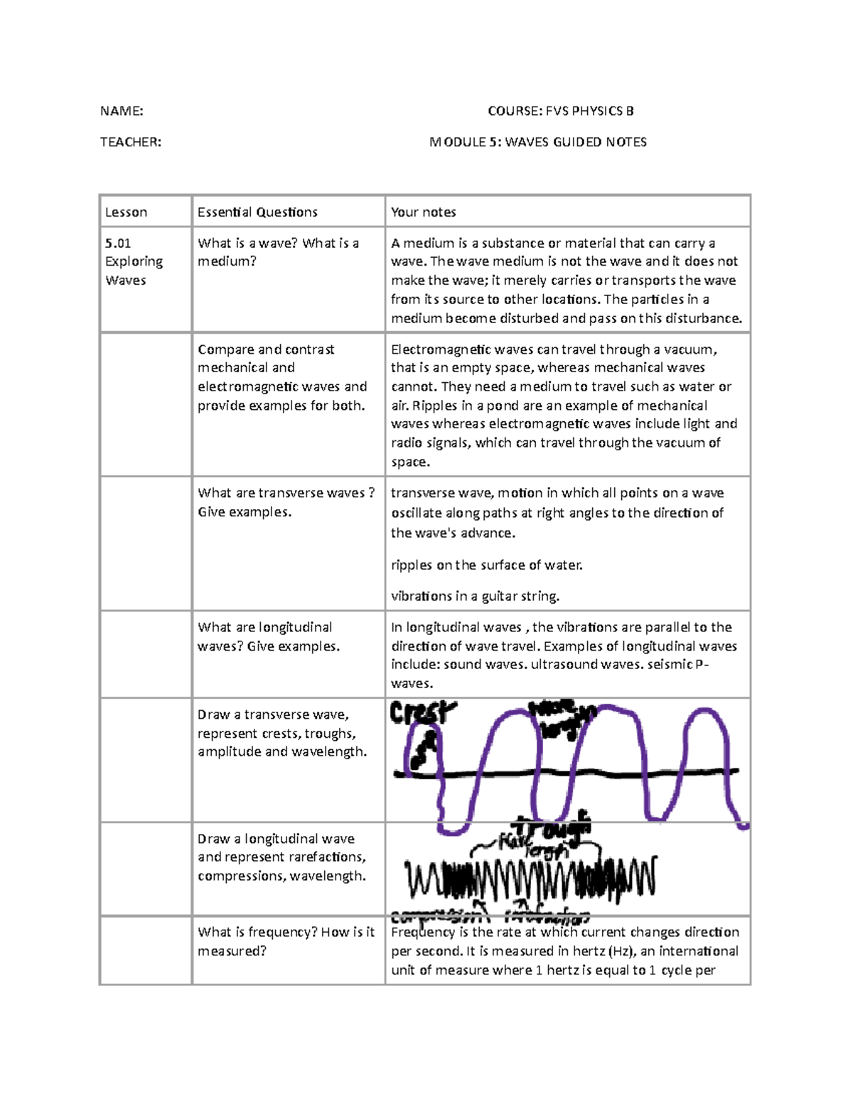 Guided Notes Module 5 FVS Physics B-1 2 Copy - NAME: COURSE: FVS ...