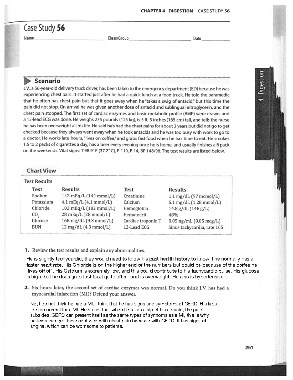 a case study on tachycardia in sam the runner answers