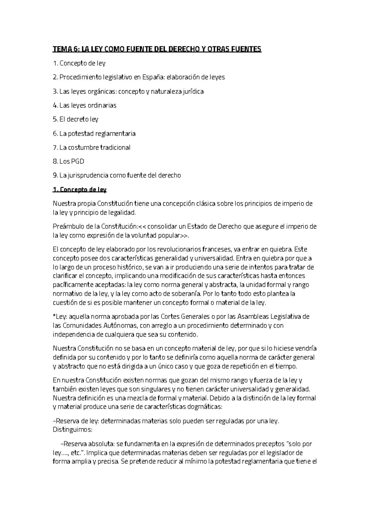 Tema 6 - Apuntes 6 - TEMA 6: LA LEY COMO FUENTE DEL DERECHO Y OTRAS ...
