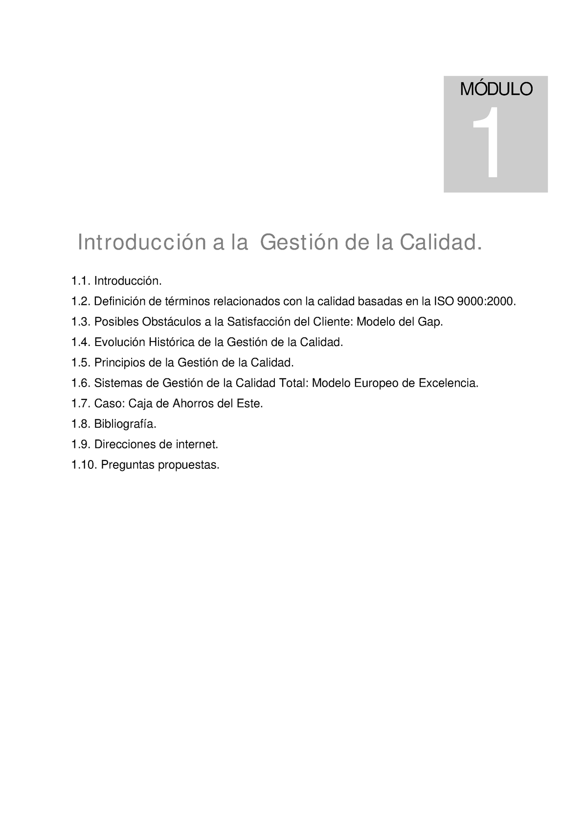 Modulo 1introduccion - Introducción A La Gestión De Calidad ...