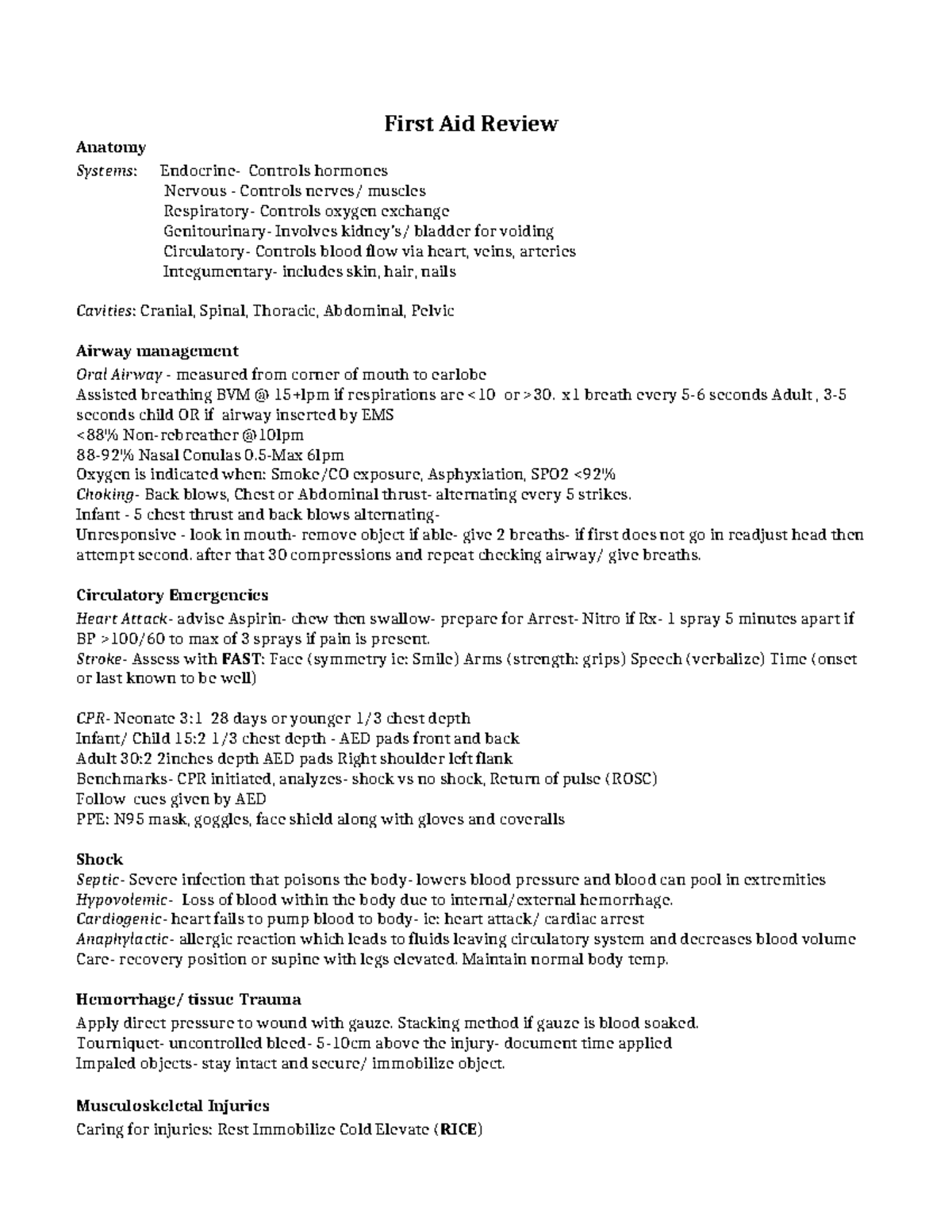 First Aid Review - First Aid Review Anatomy Systems: Endocrine ...