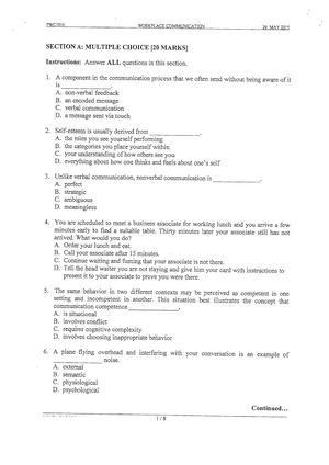 Exam 29 May 2015 Questions Workplace Communication Pwc1010 Mmu Studocu