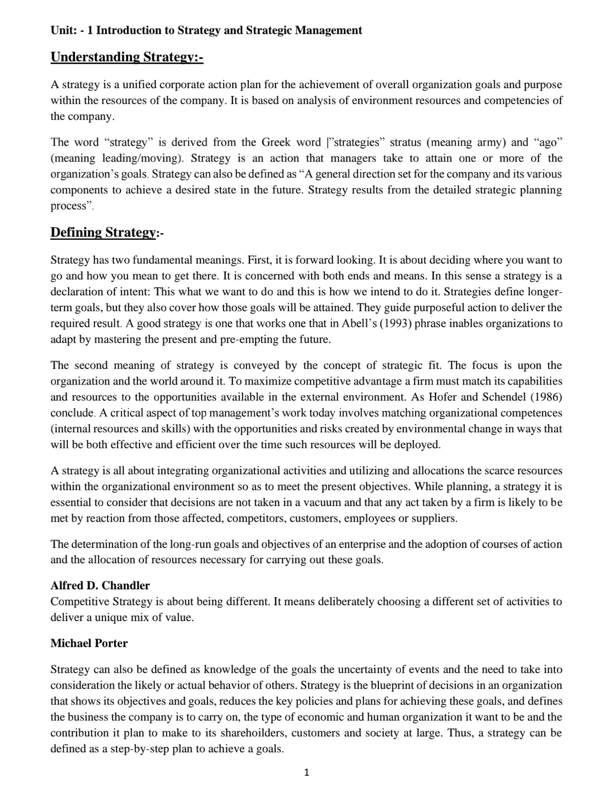 Strategic Management Notes Management Minds - Studocu