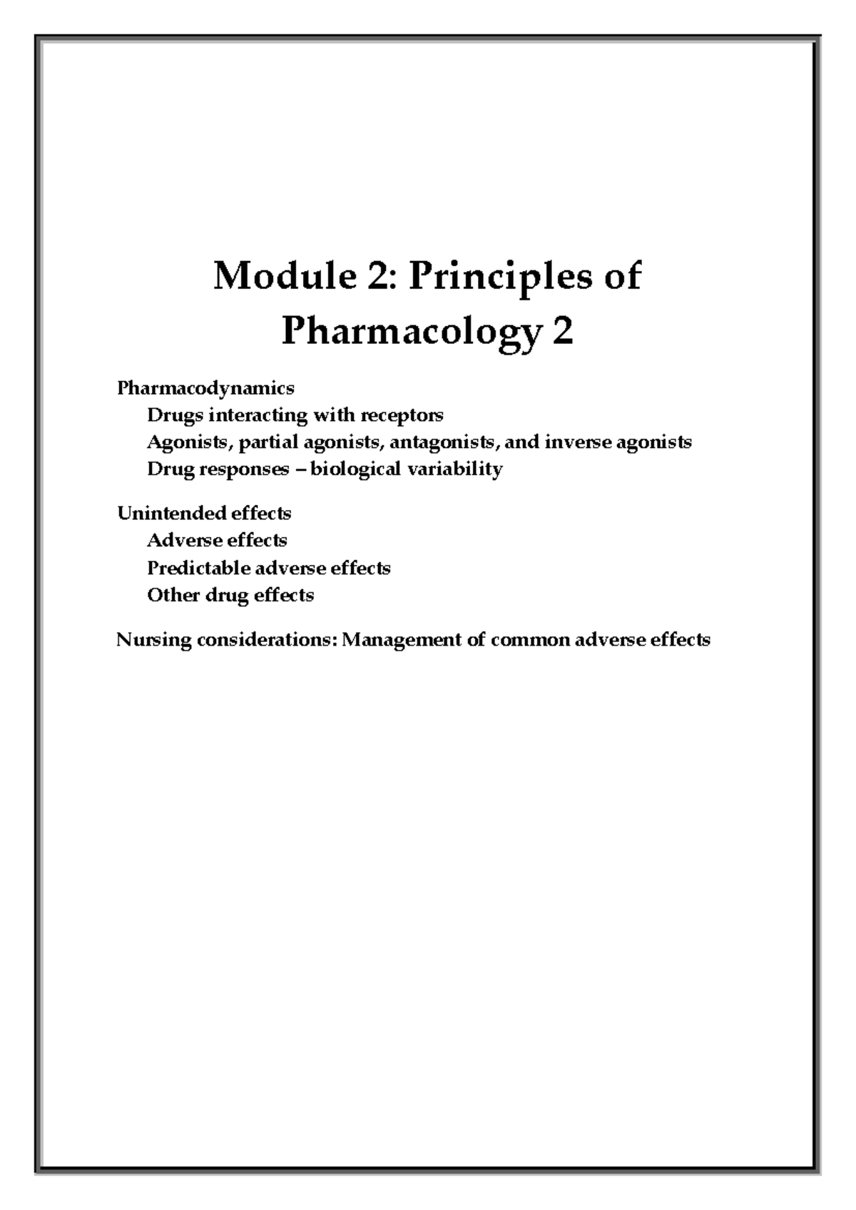 12674971 - Module 2: Principles of Pharmacology 2 Pharmacodynamics ...
