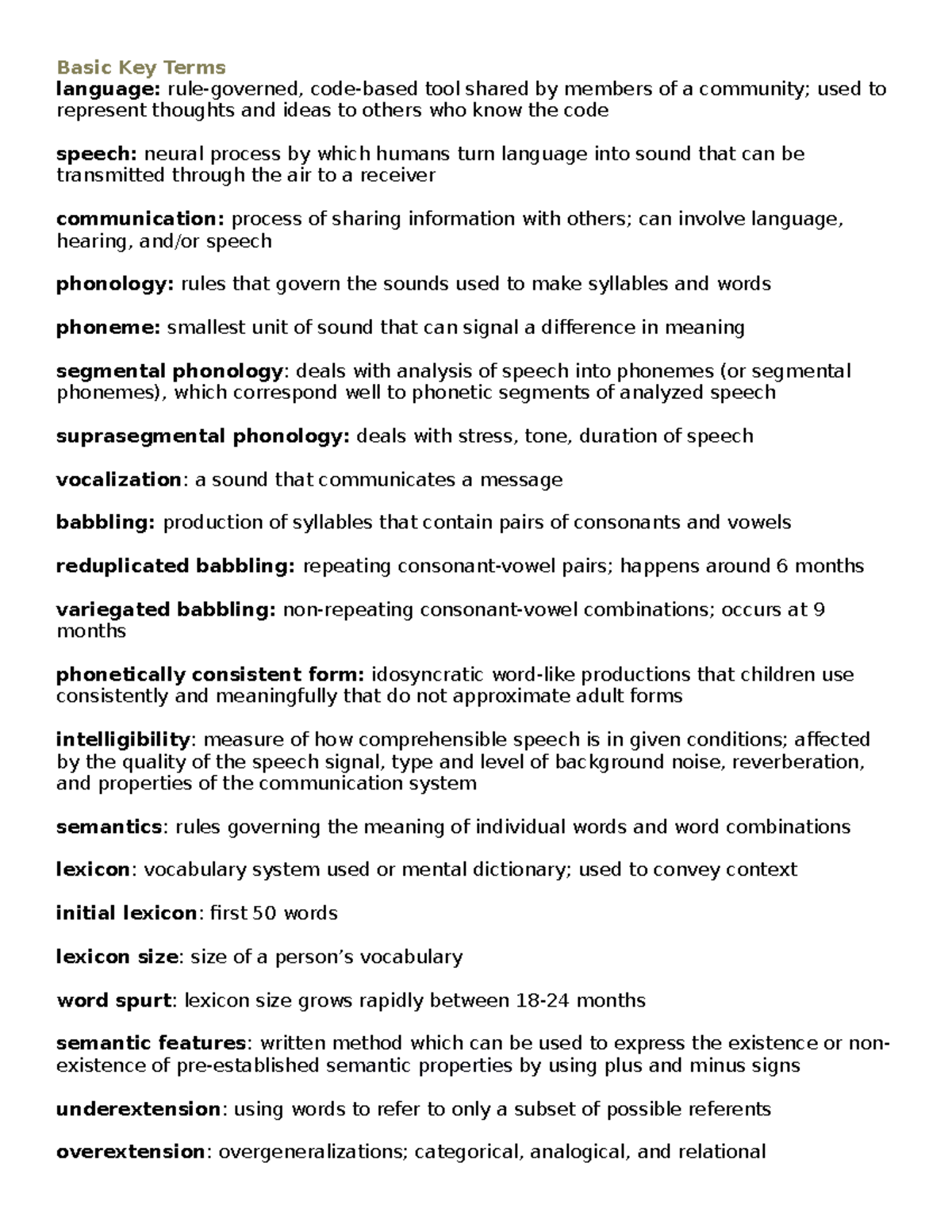Competency Quiz Study Guide - Basic Key Terms language: rule-governed ...