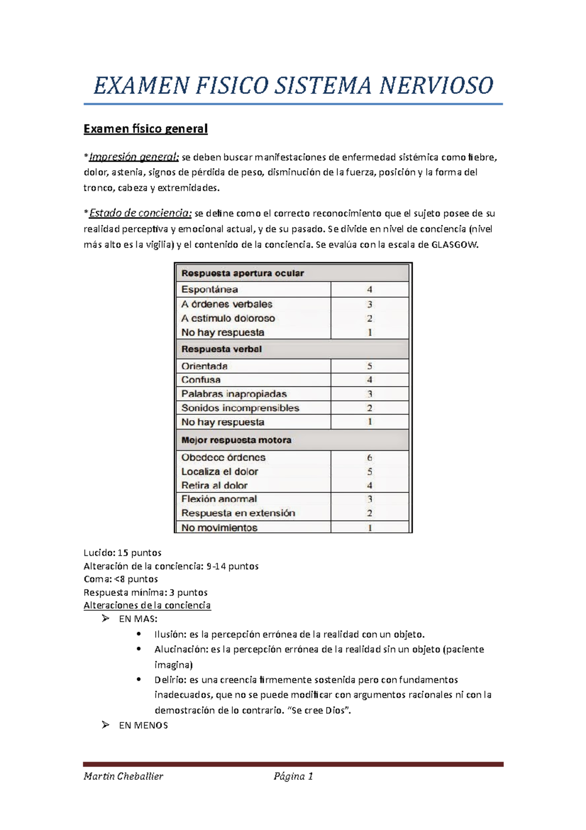 Examen Fisico Sistema Nervioso - EXAMEN FISICO SISTEMA NERVIOSO Examen ...