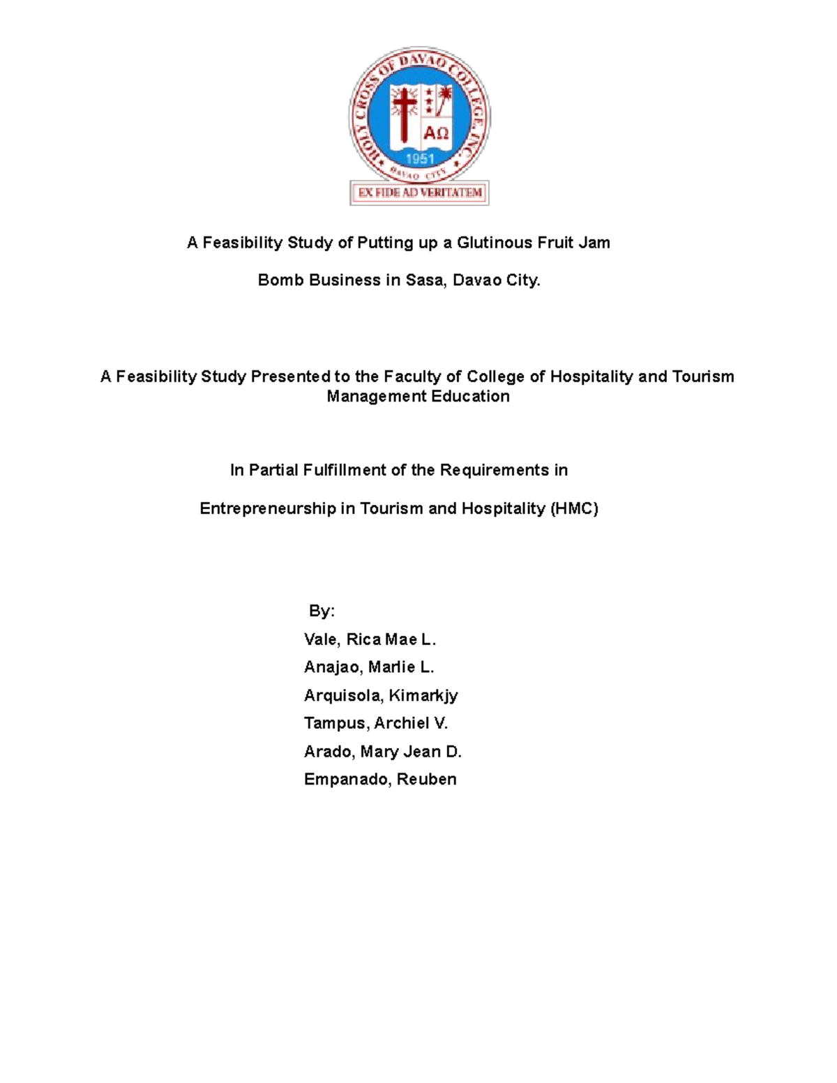 A Feasibility Study OF Putting UP Glutinous Fruit JAM BOMB Chapter 15